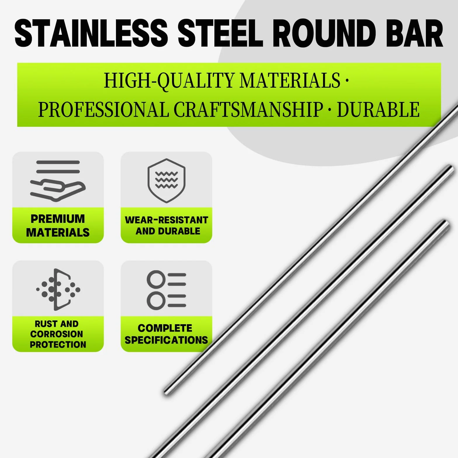 Varillas de Acero Inoxidable 5 mm x 300 mm, Barra Metálica Redonda para Manualidades DIY