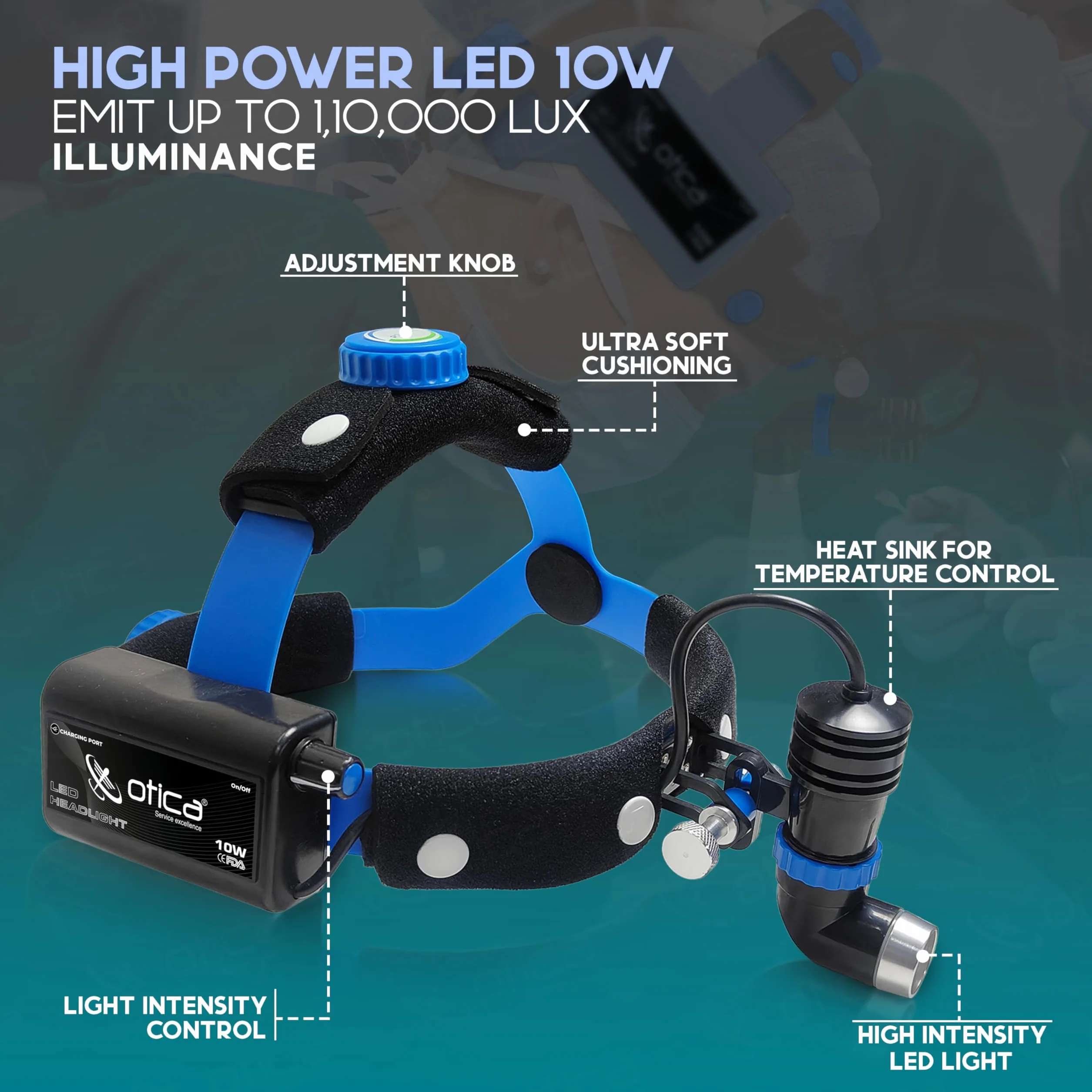 OTICA 10 vatios ENT Surgical LED Headlight