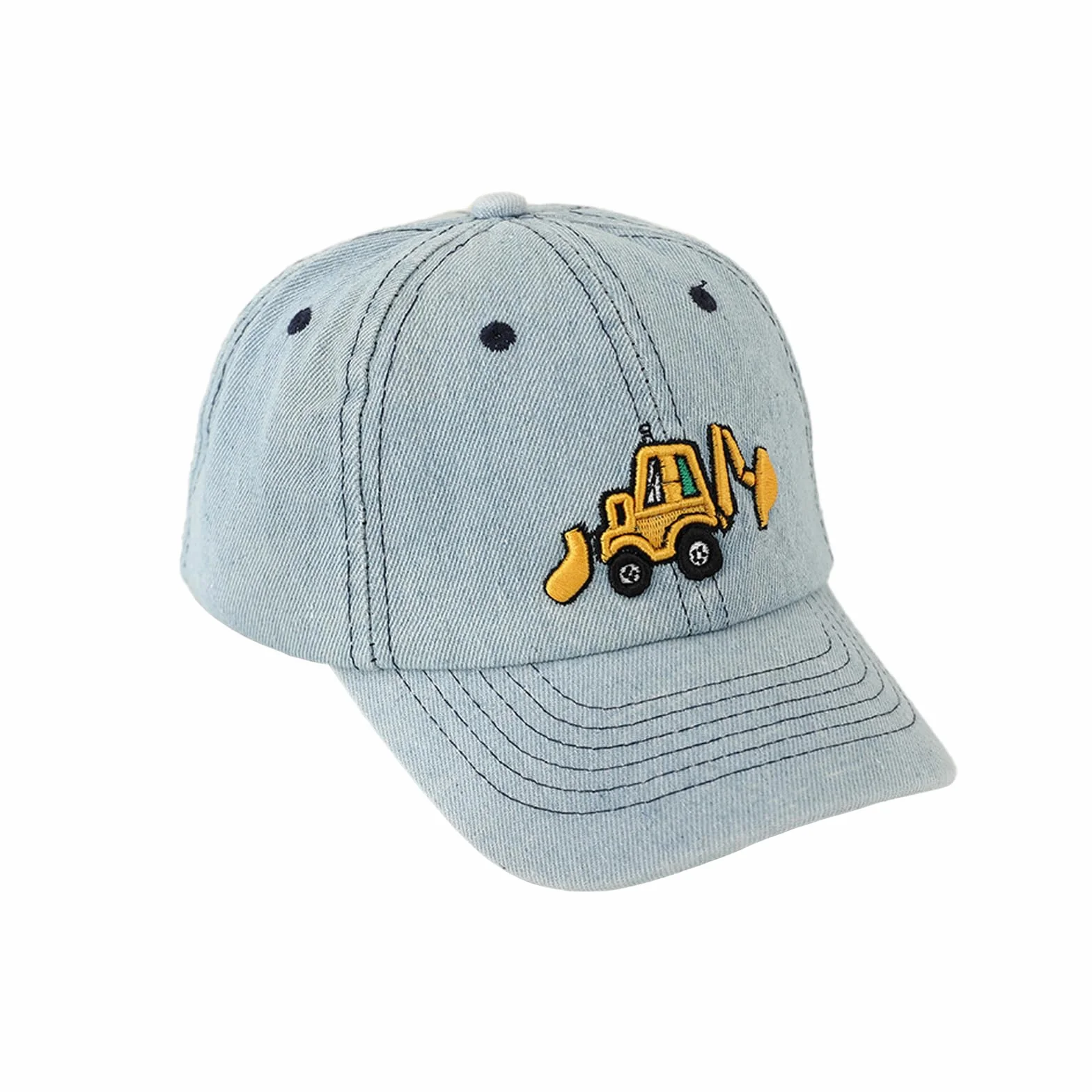 QKURT Gorra de Béisbol para Niños, Gorra de Playa de Verano con Protección Solar, Gorra Deportiva de Pescador Estilo Camionero con Estampado de Excavadora para Niños de 3 a 8 Años