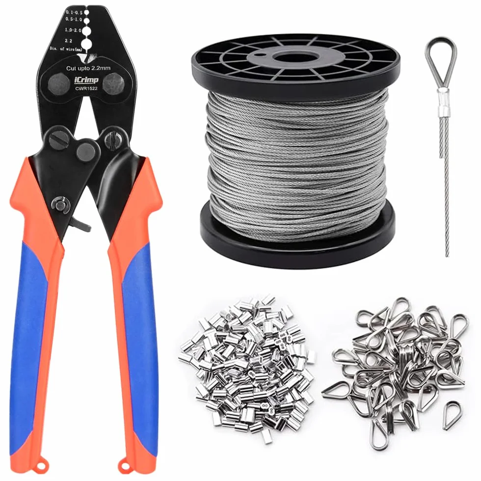 iCrimp CWR1522 Juego de crimpadora de cable 0,1-2,2 mm con función de corte y 250 manguitos de aluminio