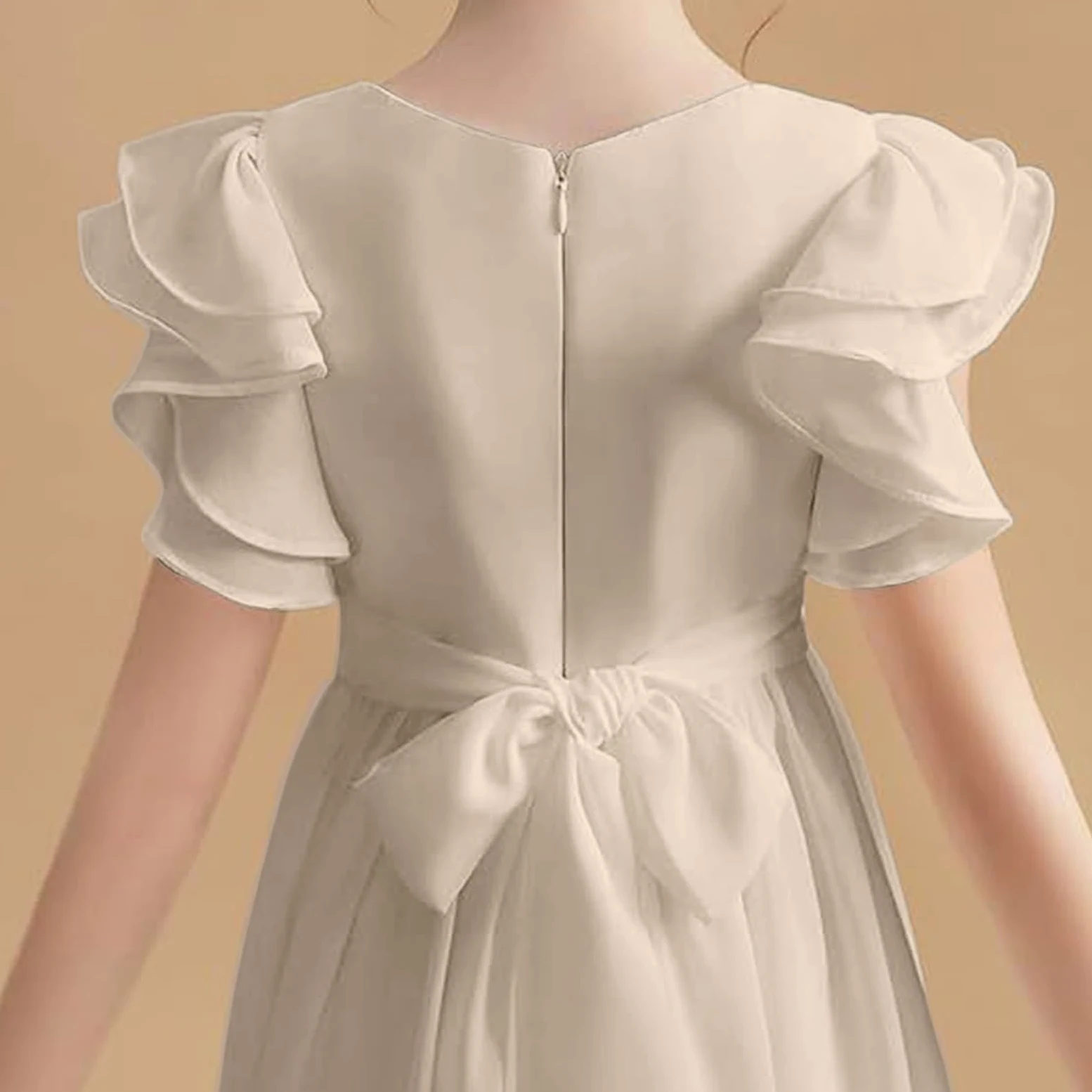 Vestido de verano con mangas con volantes, elegante, acampanado, vestido de fiesta, boda, dama de honor, graduación, vestido de niña de flores, vestido largo bohemio con vuelo
