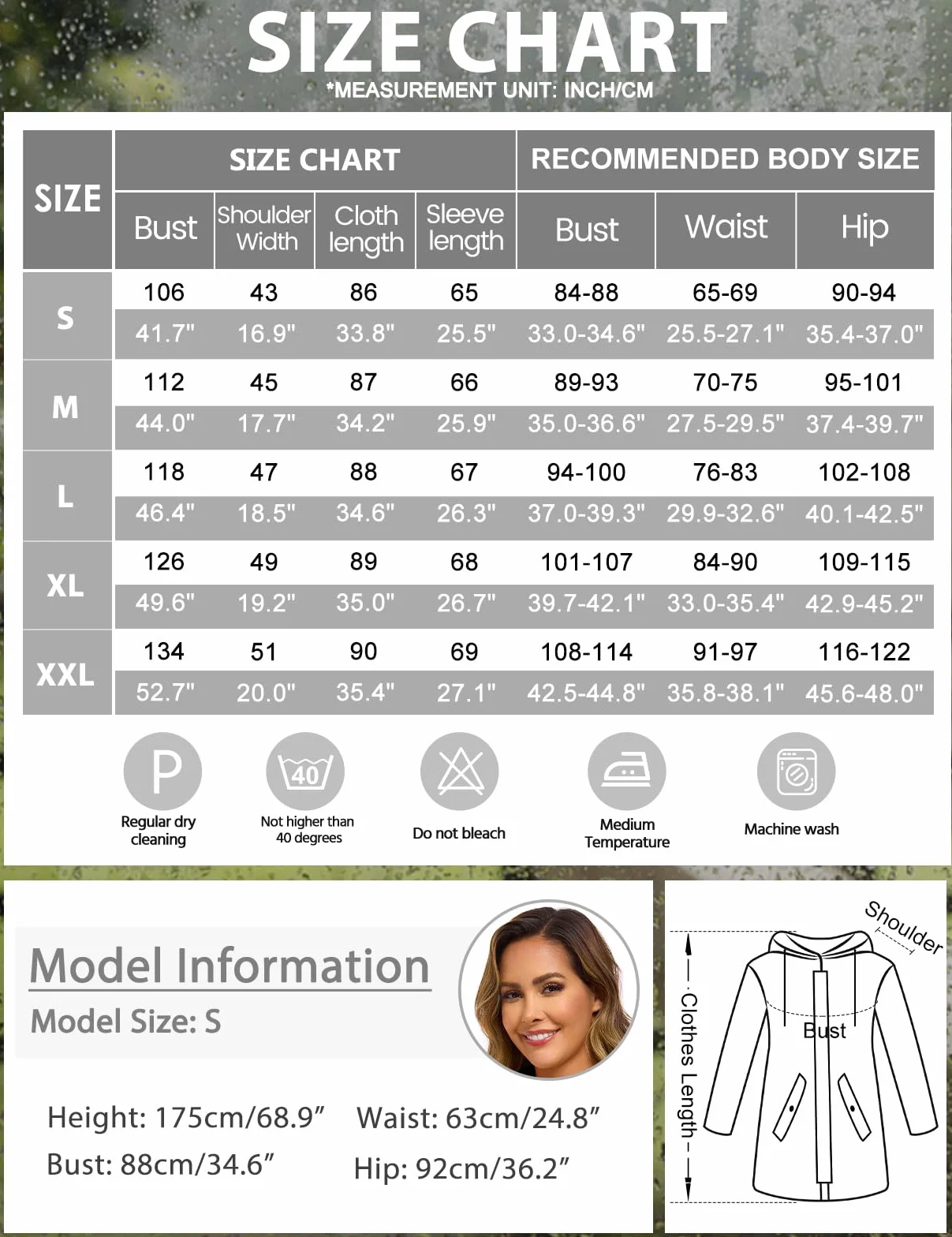 CMTOP Chubasquero Mujer Plegable Impermeable Cortavientos Chaqueta de Lluvia con Capucha