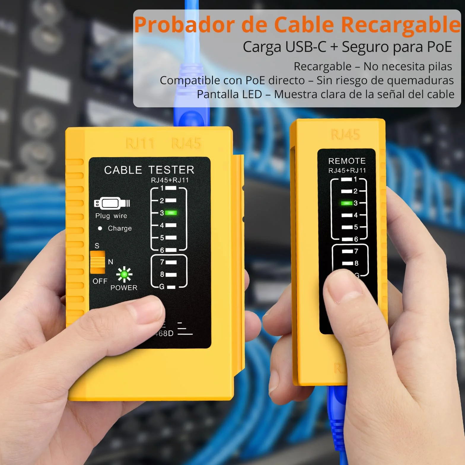 Proster Juego de Crimpadora CAT7 Profesional con Conectores Blindados y Probador Recargable