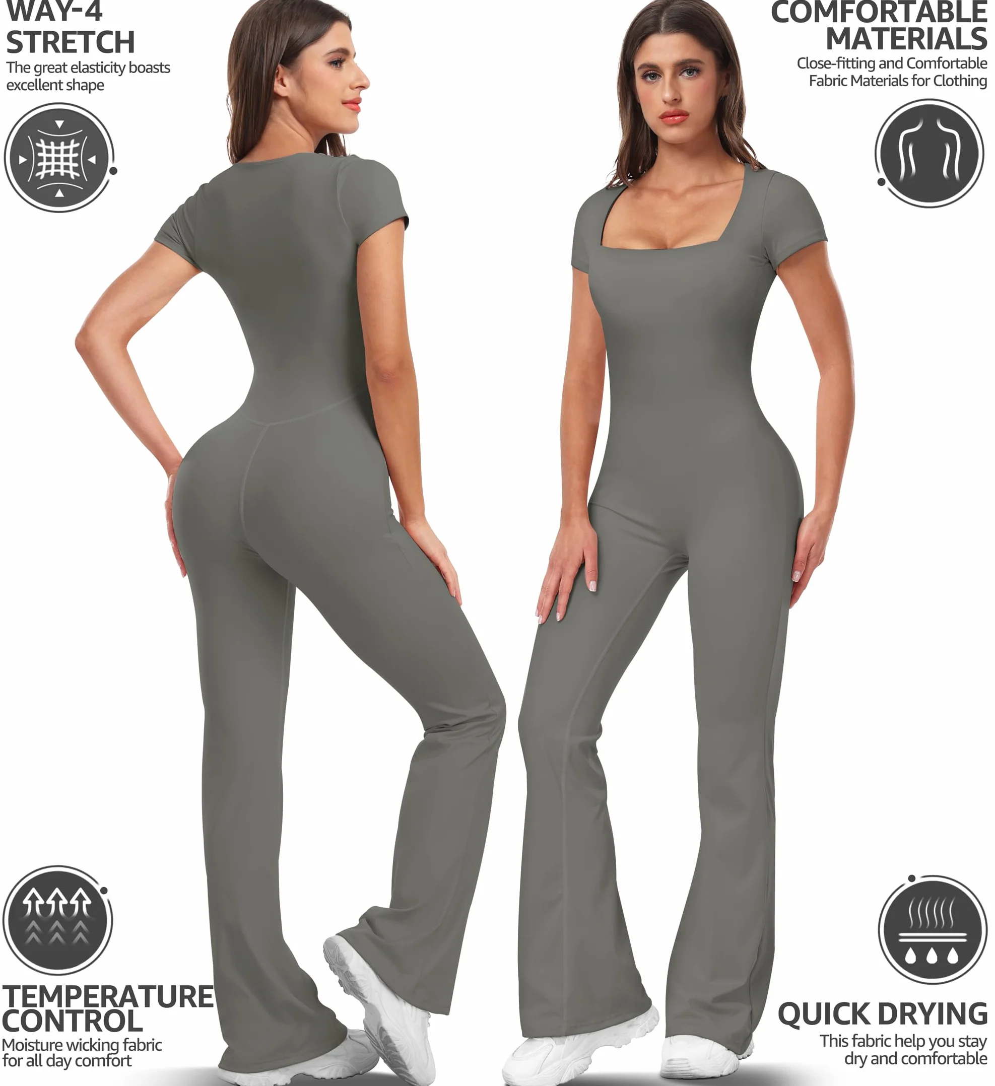 UNIQUEBELLA Las mujeres Leotard Jumpsuit, Deportes Stretchy Pullover Jumpsuit Suit - Jumpsuit Sportswear Leotard Forma Fitness Jumpsuit Suit