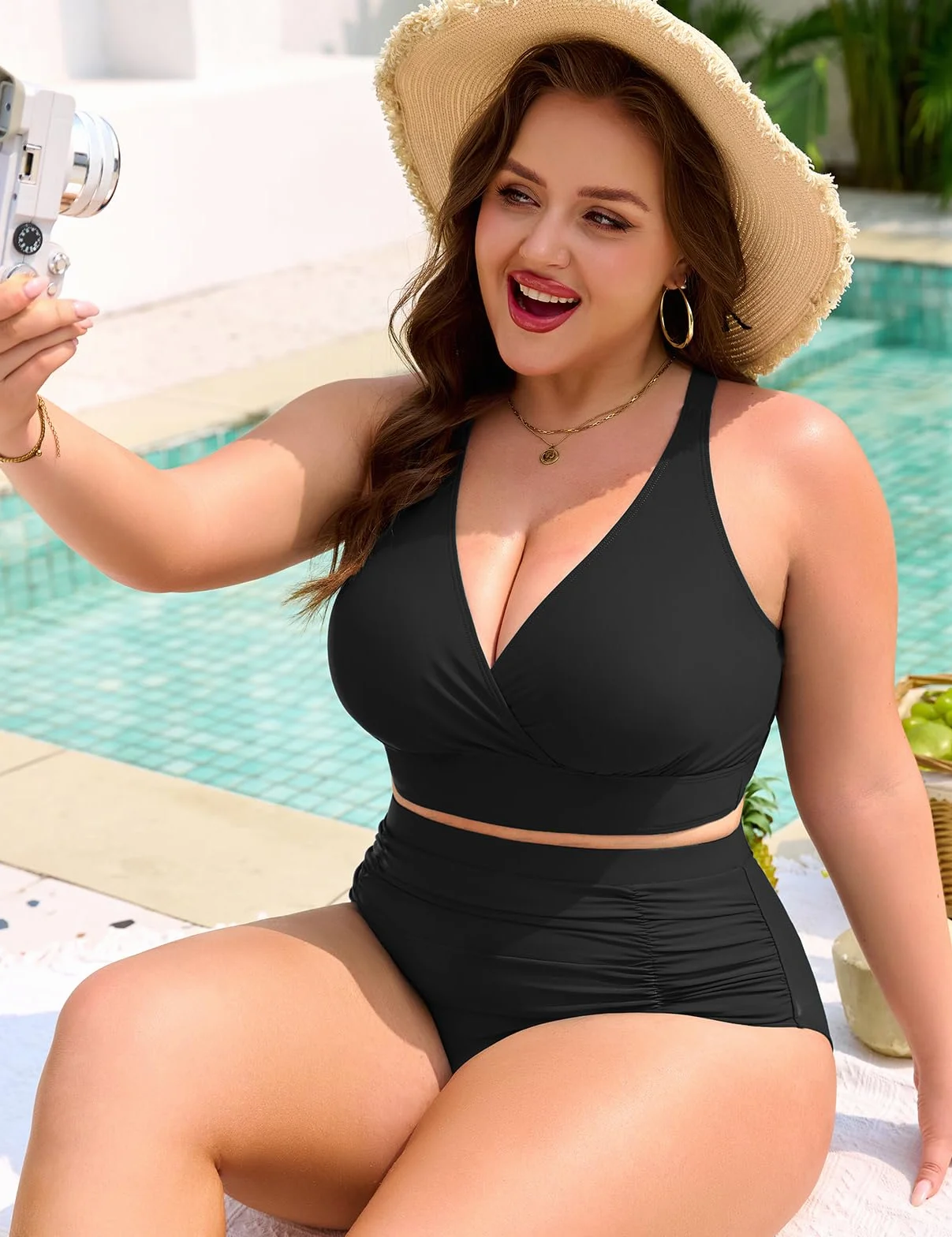 Nadeer Conjunto De Bikini De Talla Grande Reductor Cintura Alta Push Up Mujer Ropa De Playa
