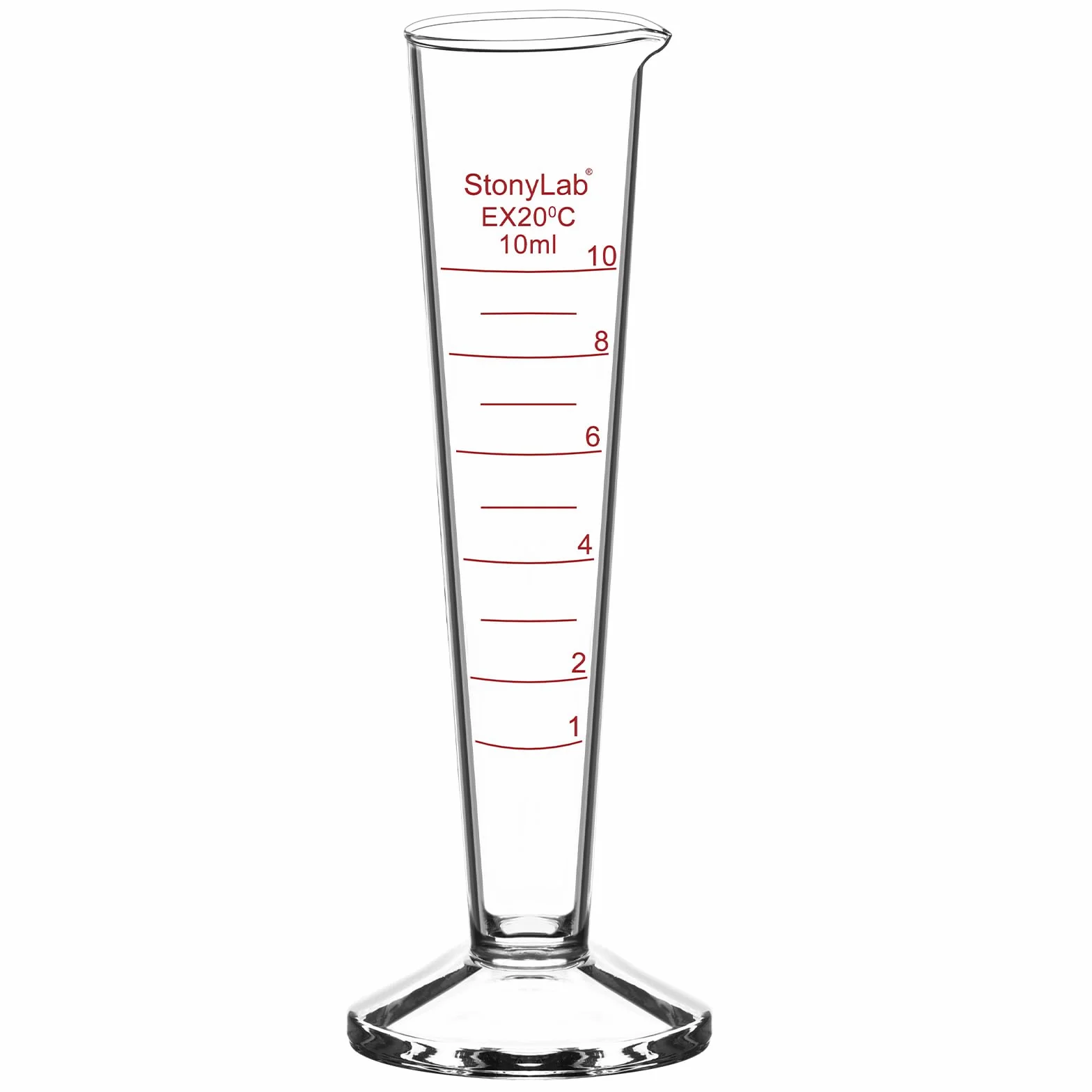Cylindro Graduado de Vidrio Borosilicato 10 ml Boca Ancha Pico Vertedor