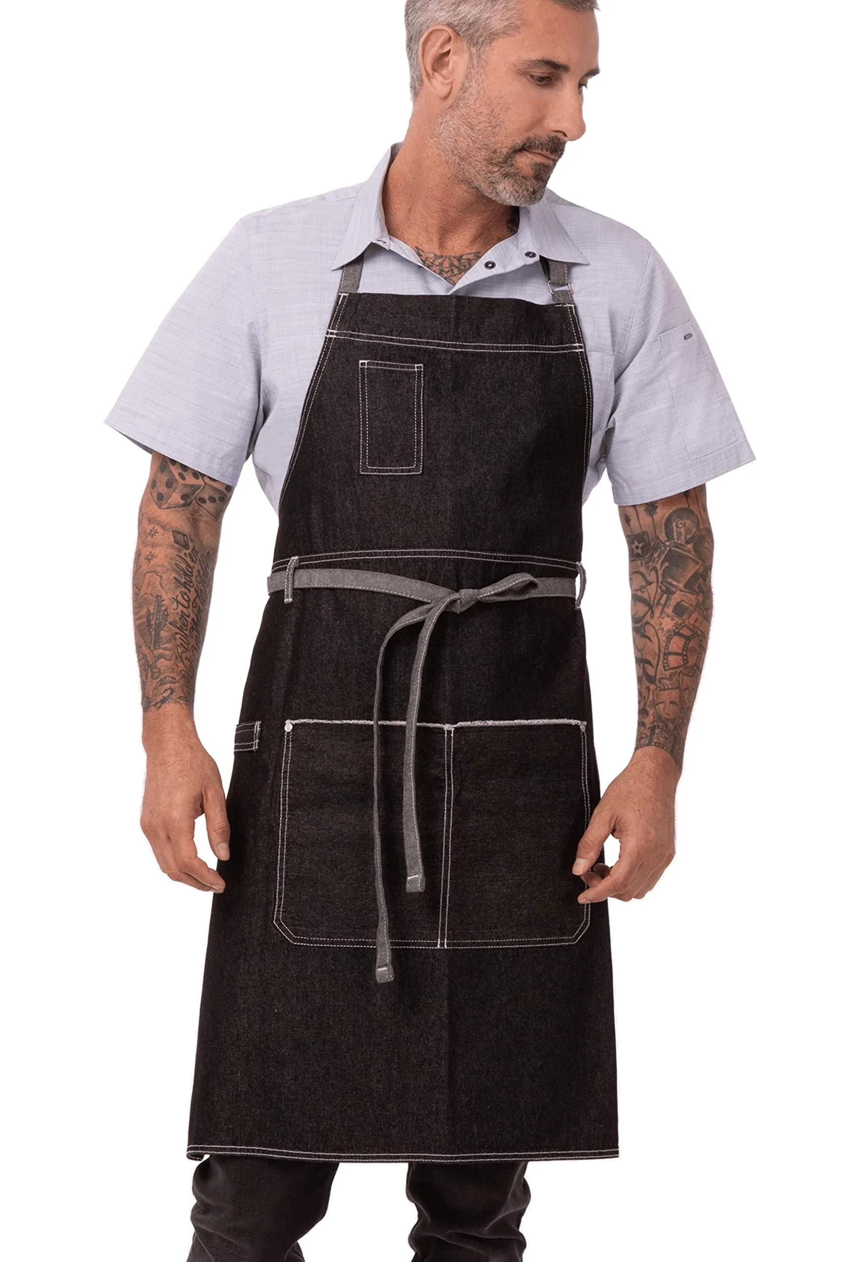 Chef Works Bronx Bib Apron Delantal con Peto, Negro, Talla única Unisex Adulto