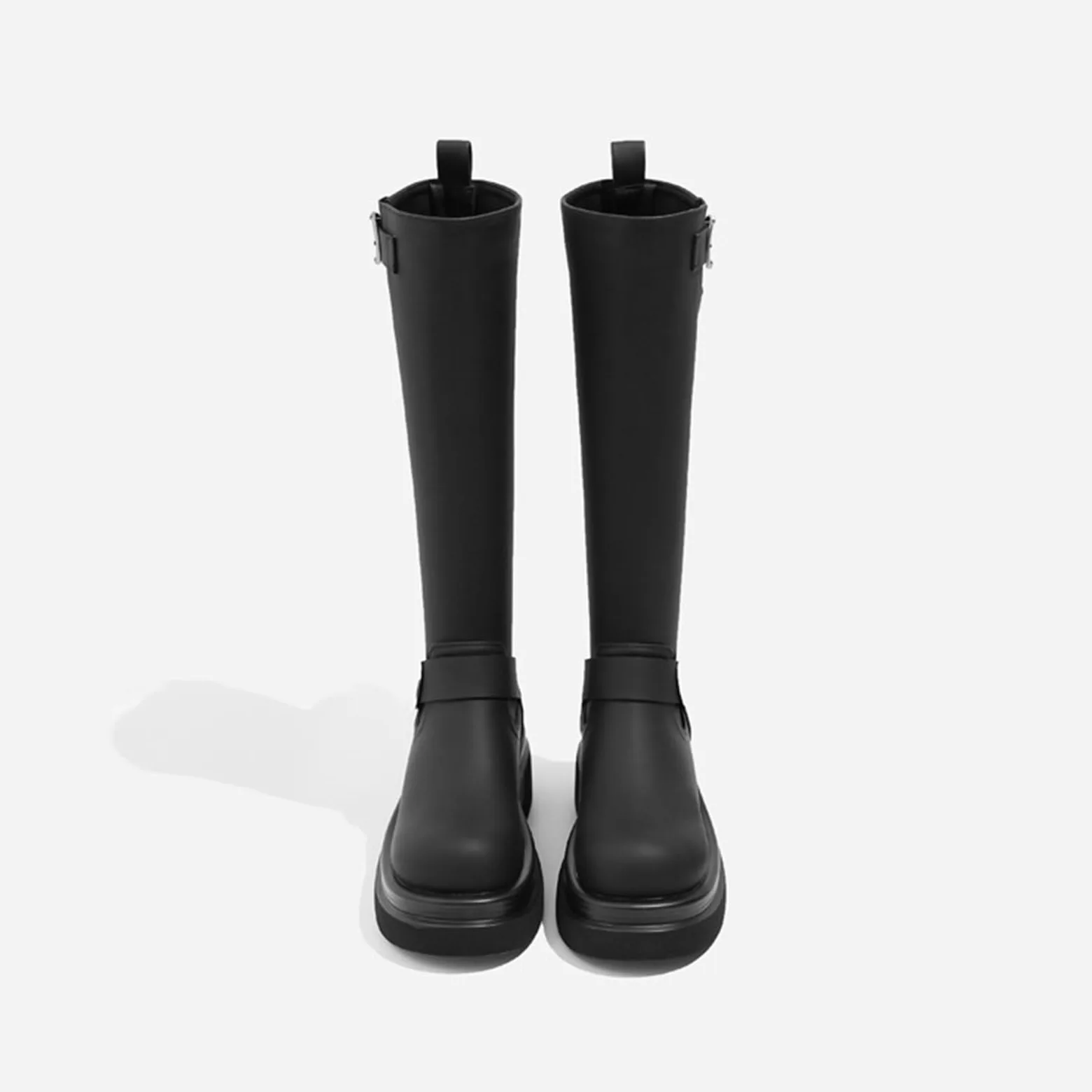 Botas A Media Pantorrilla Mujer Tacón Grueso con Cremallera Estilo Montar para Otoño Invierno Streetwear Y Trabajo Cuero Sintético Ajuste Cómodo