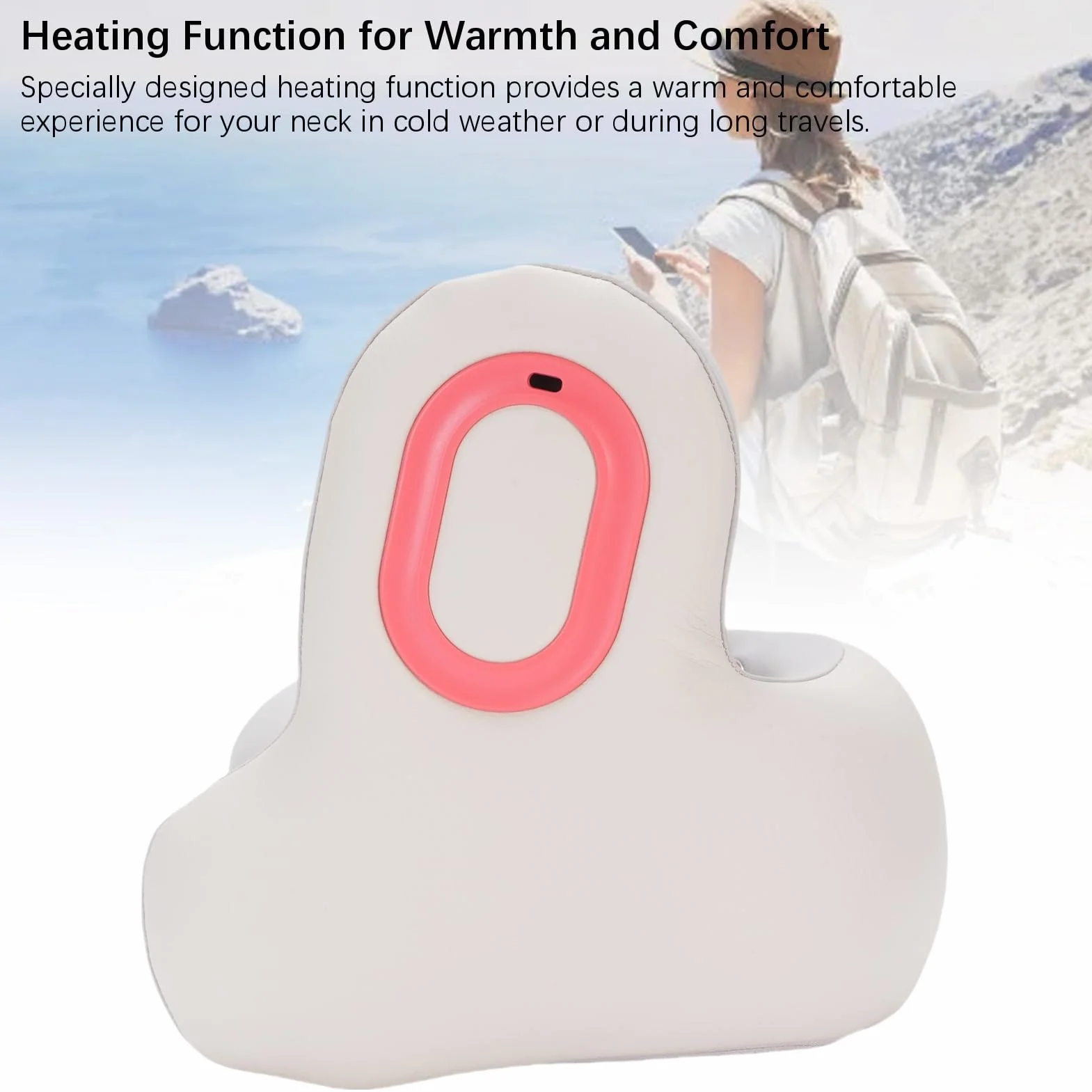Almohada de Cuello para Viajar, Almohada de Cuello de Viaje con Calefacción para Coche de Avión