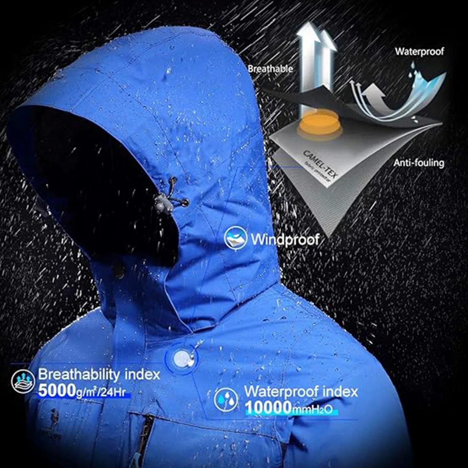 Chaqueta de Esquí para Hombre Chaqueta de Invierno Impermeable 3 en 1 Chaqueta para La Nieve Capucha Resistente Al Viento con Abrigo Interior de Forro Polar Cálido,B-L