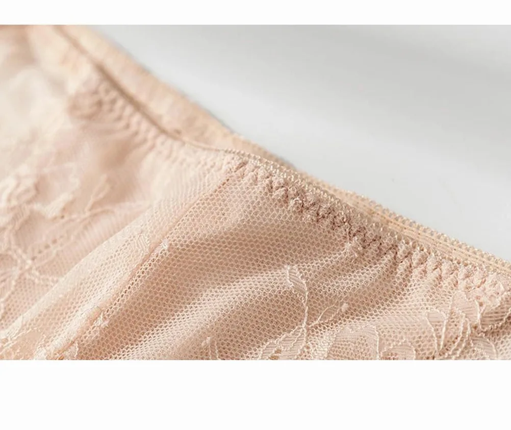 Ropa interior de encaje transpirable de talle bajo para mujer