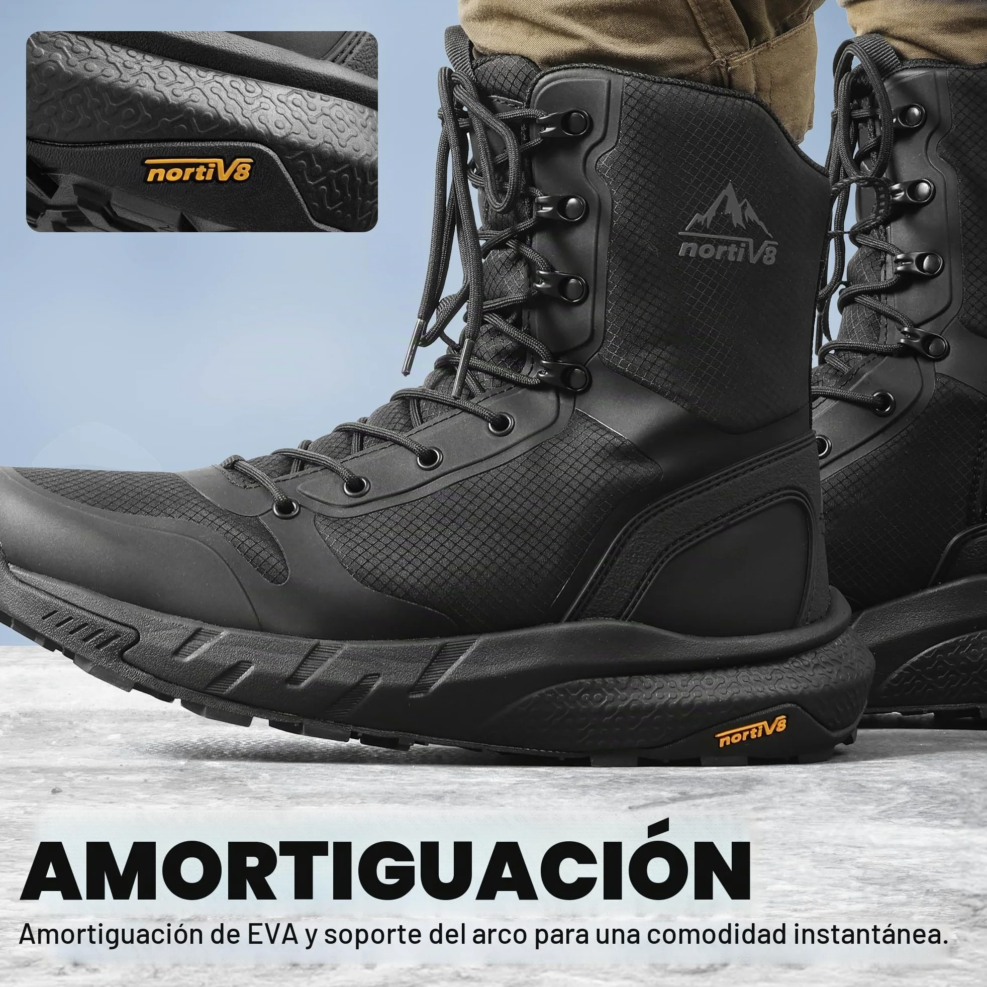 NORTIV 8 Botas Militares Ligeras Botas Policiales Tácticas de Seguridad Hombre Transpirable Botas de Combate Mediana Caña Antideslizantes