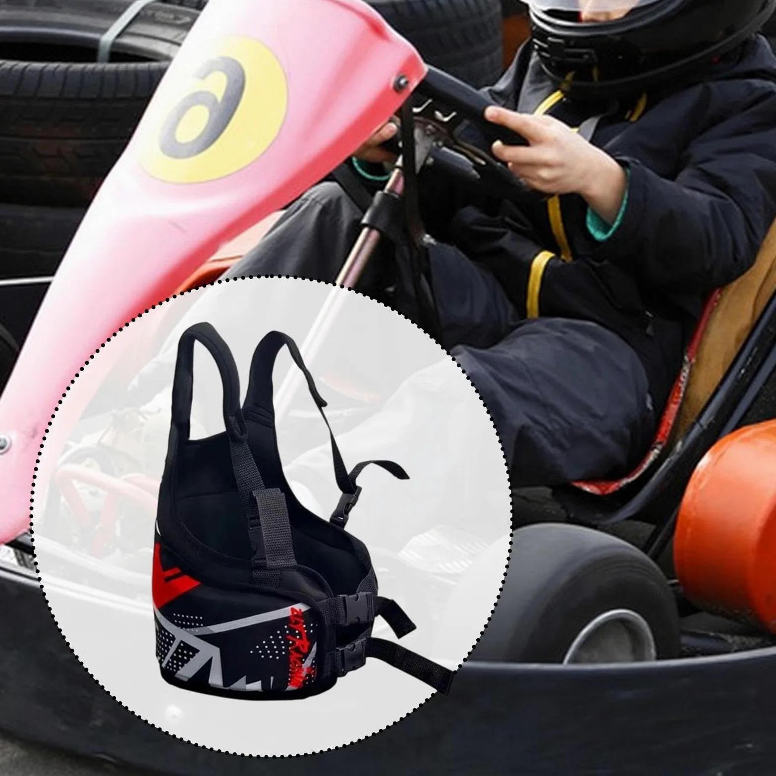 Oshhni Chaleco Protector de Costillas de Karting para niños, de protección, ergonómico, Multiusos, cómodo, Accesorios, Ligero y Ajustable, Rojo