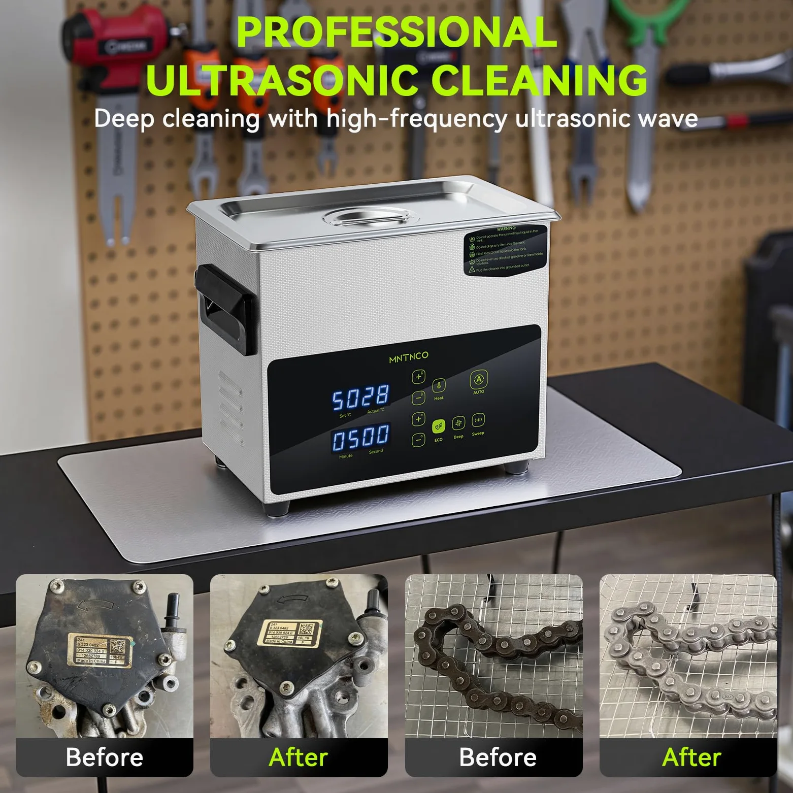 Limpiador ultrasónico de 3 litros, limpieza de un solo toque, calefacción, modo profundo, máquina de limpieza ultrasónica de ahorro de energía, excelente para laboratorios, carburador, joyas