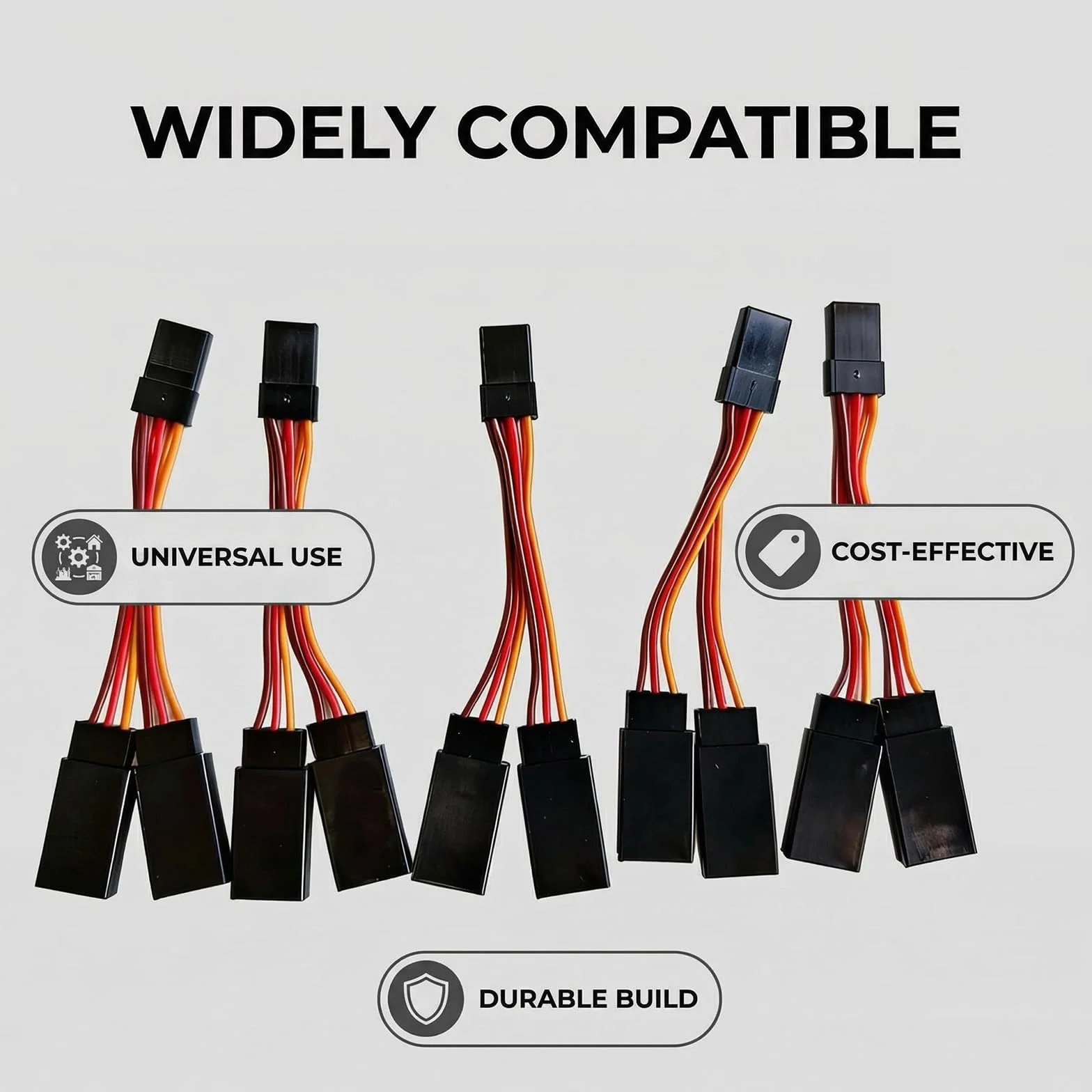 5 Unidades Cable Divisor Y para Servo 20AWG - Cable de Extensión para Receptor RC - Compatible con Futaba, JR, Hitec - 7 cm