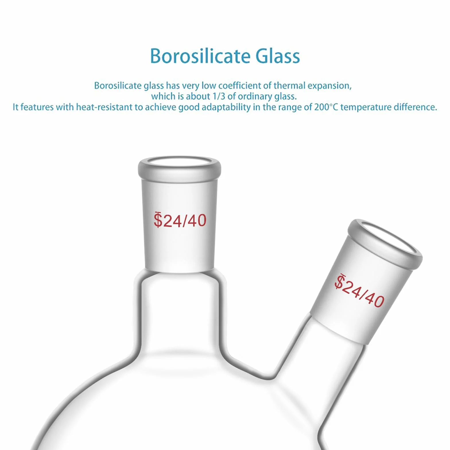 Stoneylab Matraz de Fondo Plano FBF 1000 ml, Vidrio de Borosilicato con Junta 24/40