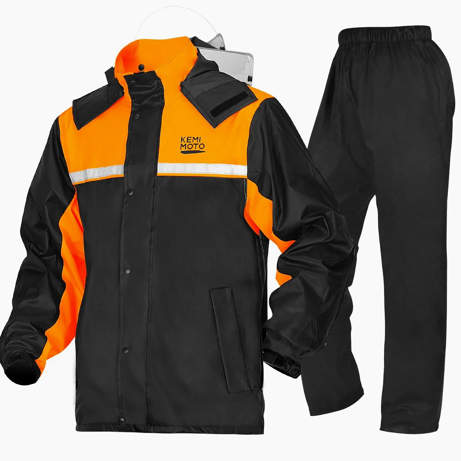 KEMIMOTO Chubasquero impermeable para hombre, transpirable, para camping, senderismo, viajes, ciclismo, naranja, L