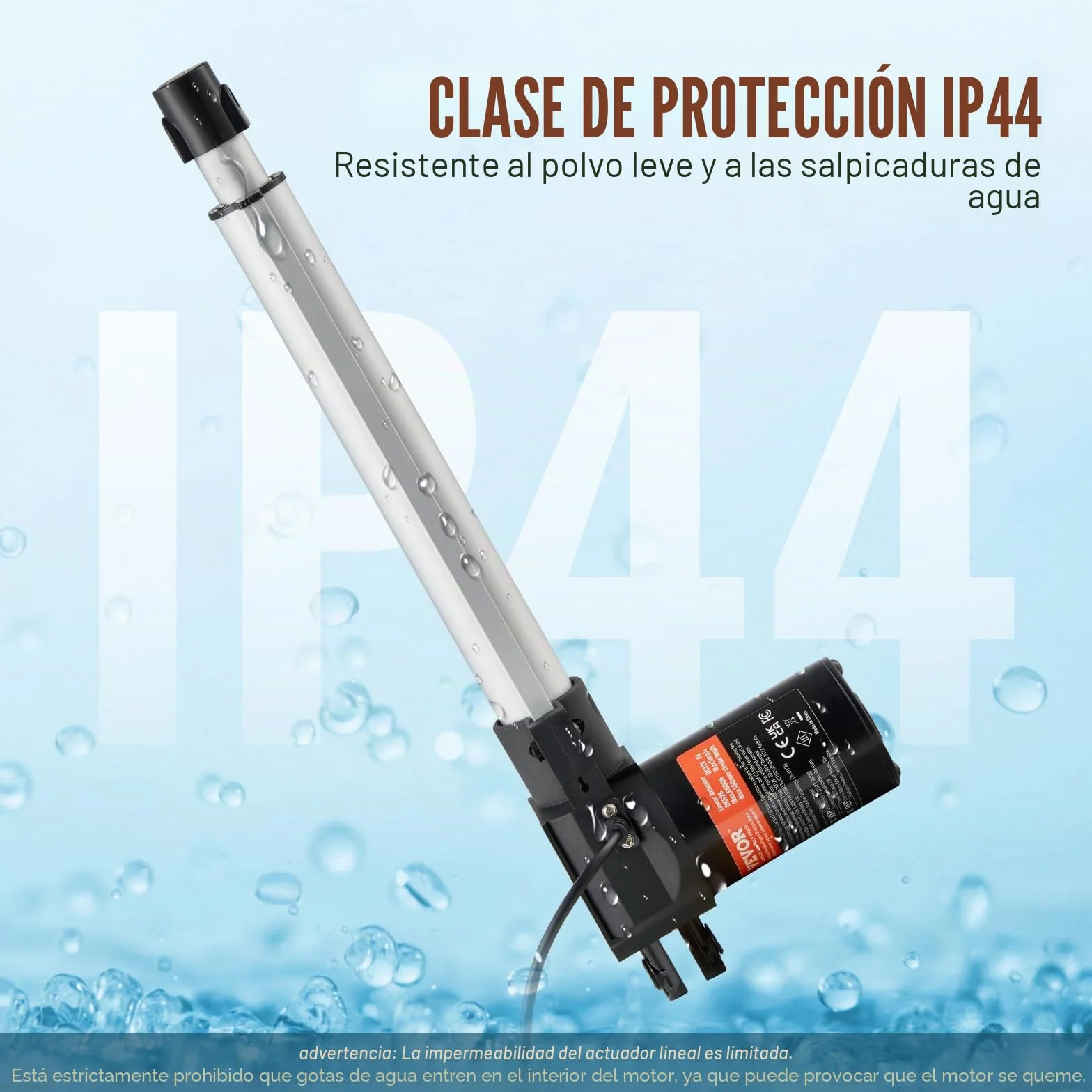 VEVOR Actuador Lineal 250 mm 24 V 25 mm/s 220 lb 1000 N IP44 para Elevación TV Mesa Sofá