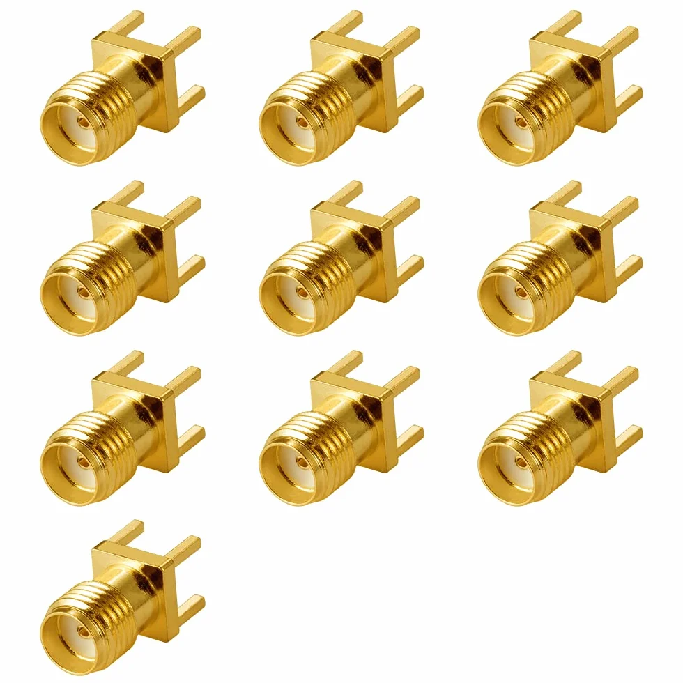 SMA Hembra Conector Jack PCB Panel de Montaje Borde 4 Pines Recto Vecys 10PCS