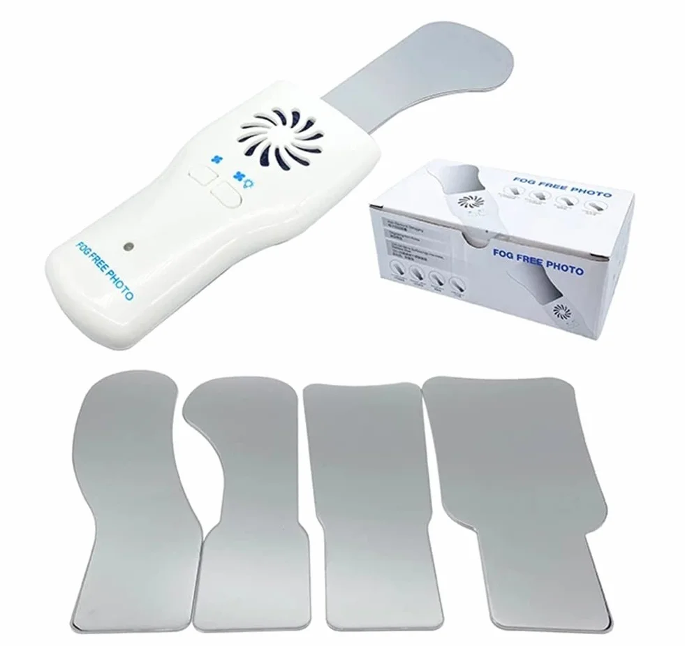 Espejos Dentales para Fotografía sin Niebla, Reflector Dental Intraoral 2 Caras Acero Inoxidable 4 Espejos