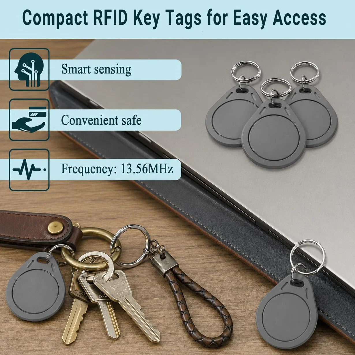 Resistente al Agua ABS 13.56MHz ISO14443 A MF Classic 1K NFC RFID Token Llavero Gris
