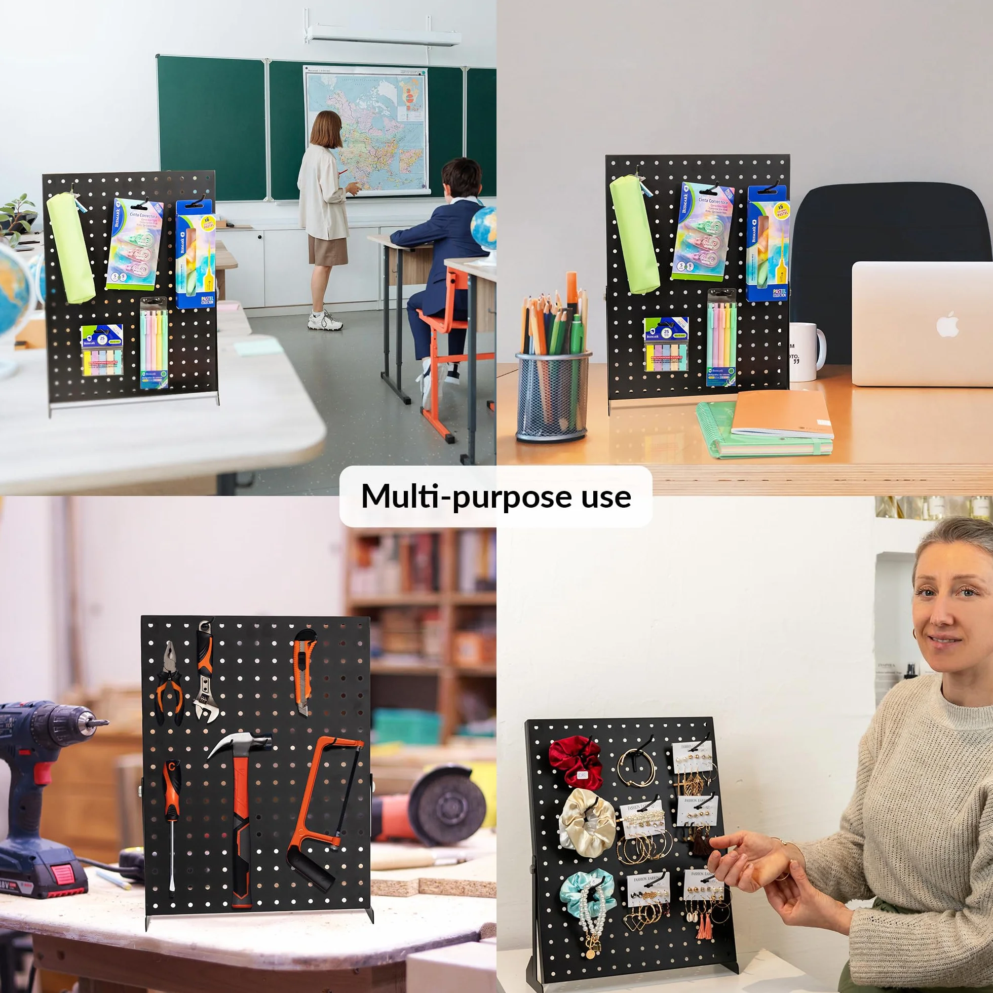 ODOXIA Pegboard Tablero perforado negro con ganchos Organizador de herramientas para comercios