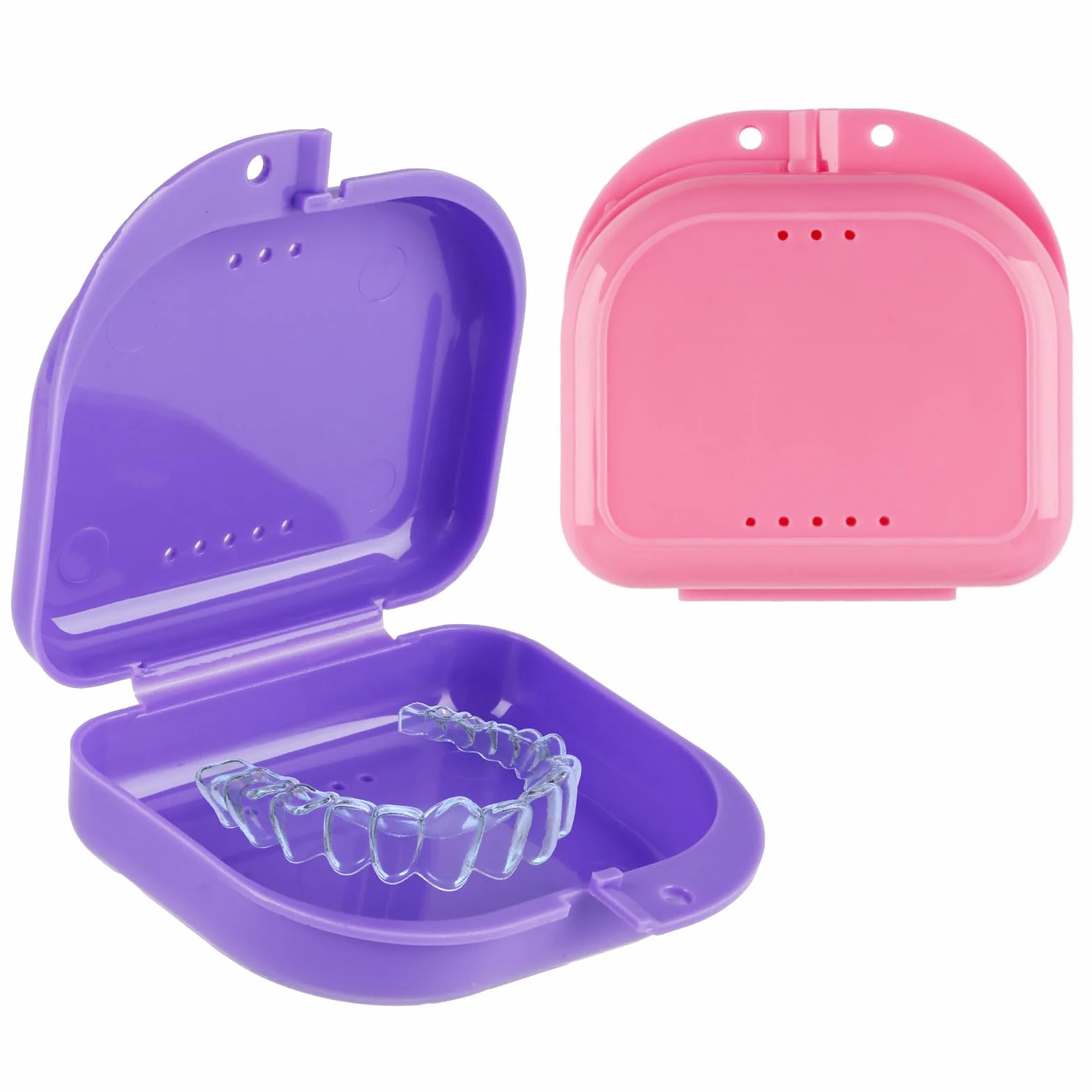 Caja Ortodoncia Dental Funda Ferula Aparato con Agujeros de Ventilación 2 Piezas