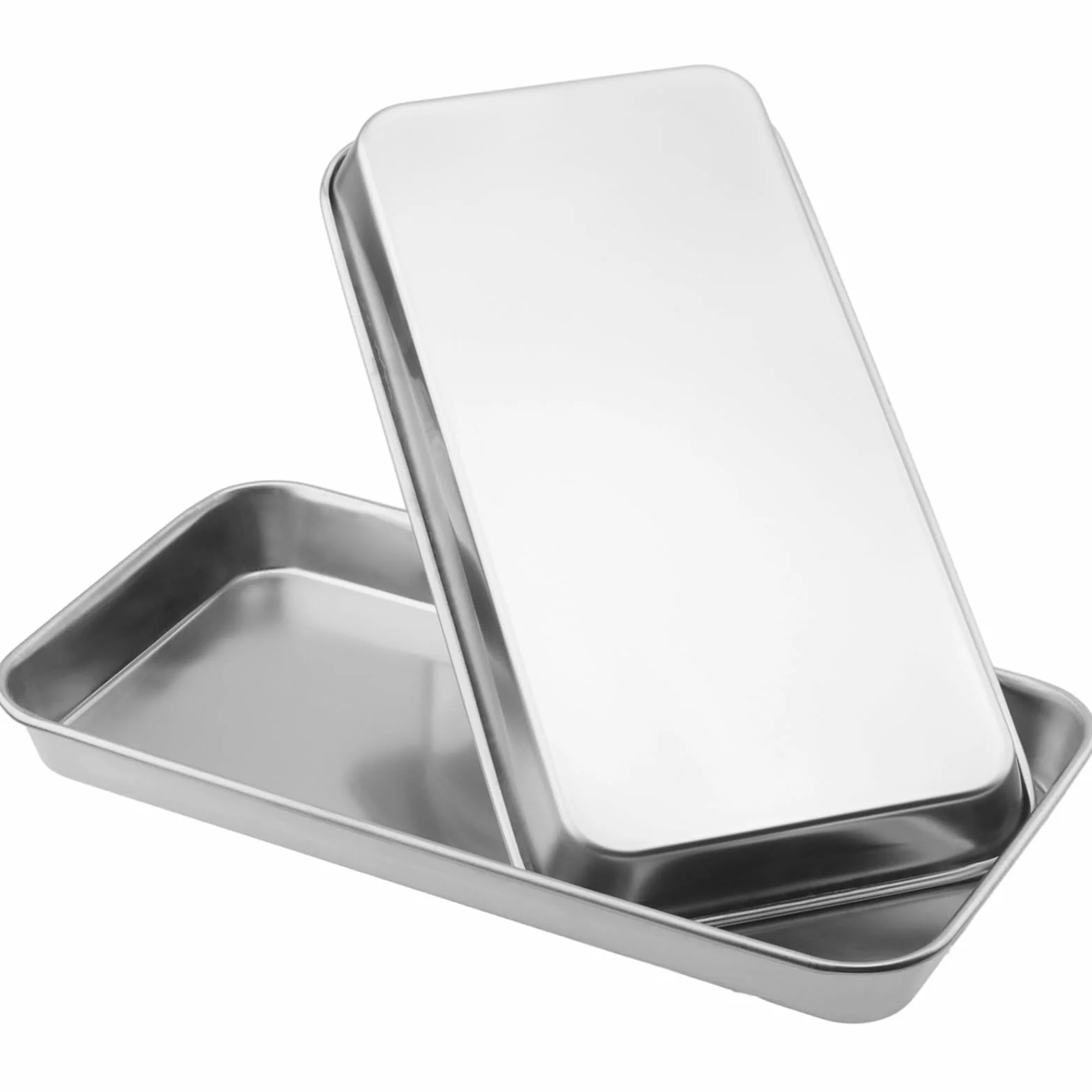 Bandeja de Instrumentos de Acero Inoxidable, 22,5 x 11,7 x 2 cm, Rectangular, Laboratorio, 10 Unidades