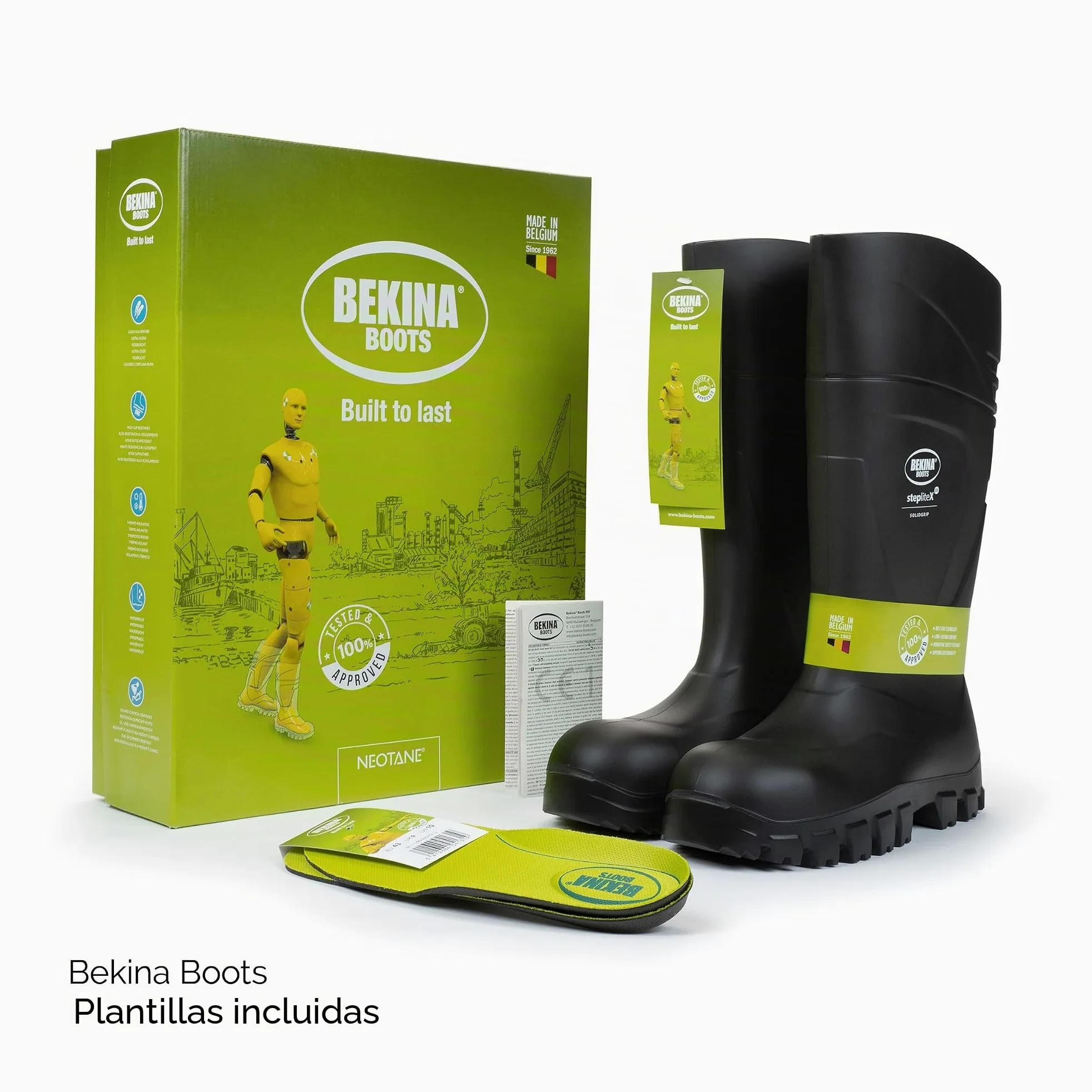 Bekina Robusta Bota de Seguridad para Hombres, Puntera de Acero y Suelo de Alta Seguridad, Plantilla ergonómica, Ligera, Antideslizante, Confortable, Negro, EU 39