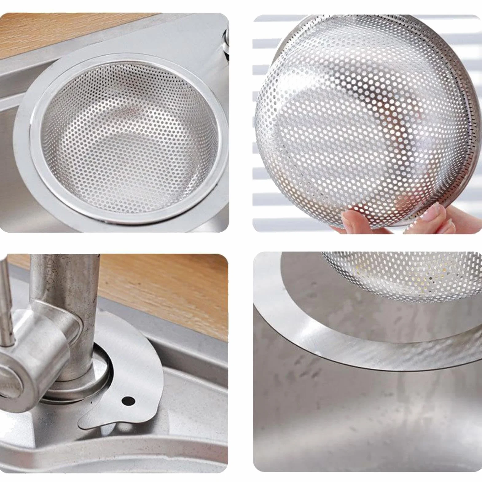 Filtro para fregadero de cocina de acero inoxidable, cesta de drenaje multifuncional antiobstrucción
