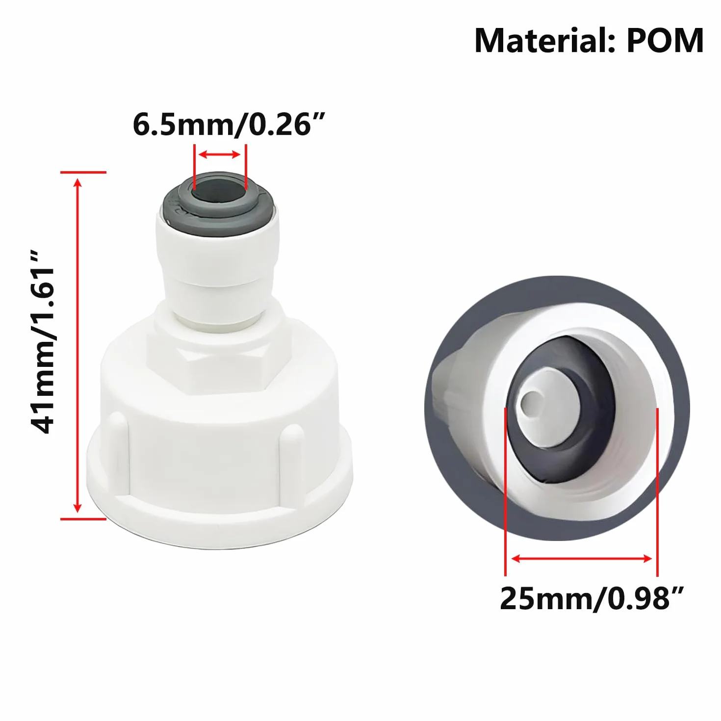 Qrity Adaptador Ósmosis Inversa 1/4" a 3/4" Rosca Hembra Doble Junta