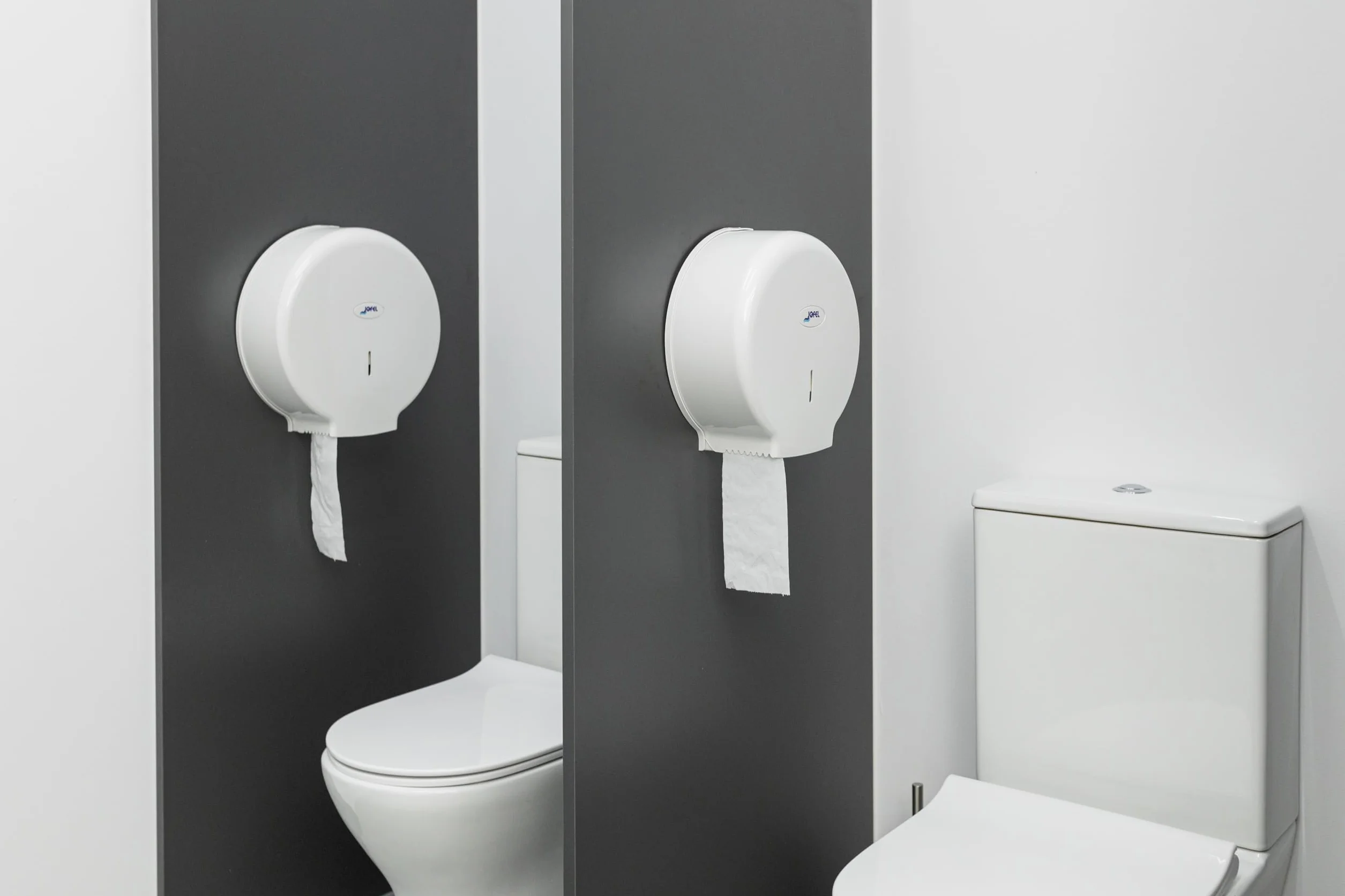 Jofel Portarrollos de Papel Higiénico Industrial Grande Dispensador 400m 260mm 55mm ABS Blanco