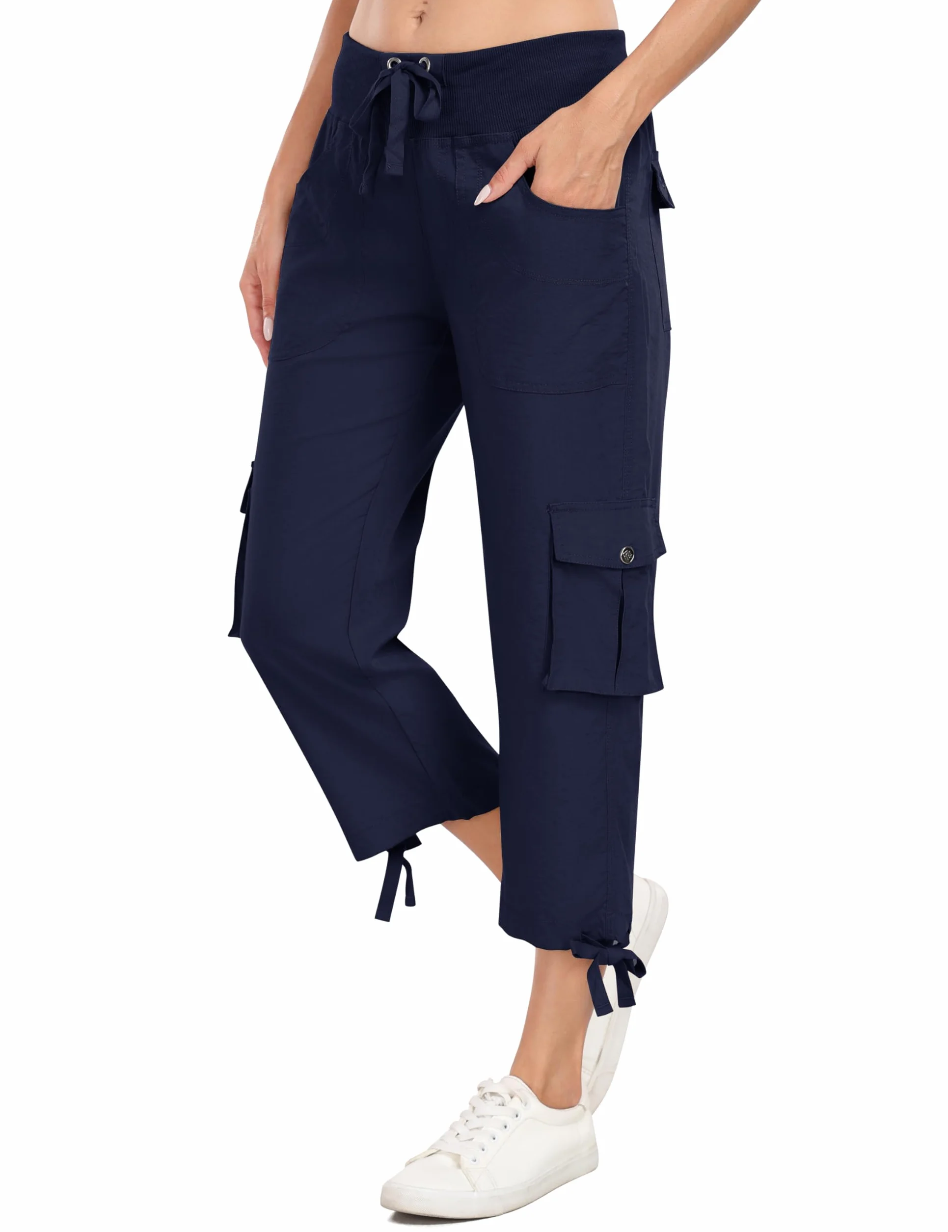 MoFiz Pantalones 3/4 Mujer Verano Pantalones Piratas Cargo de Senderismo y Viajes Pantalon Capri Informales de Moda con 6 Bolsillos