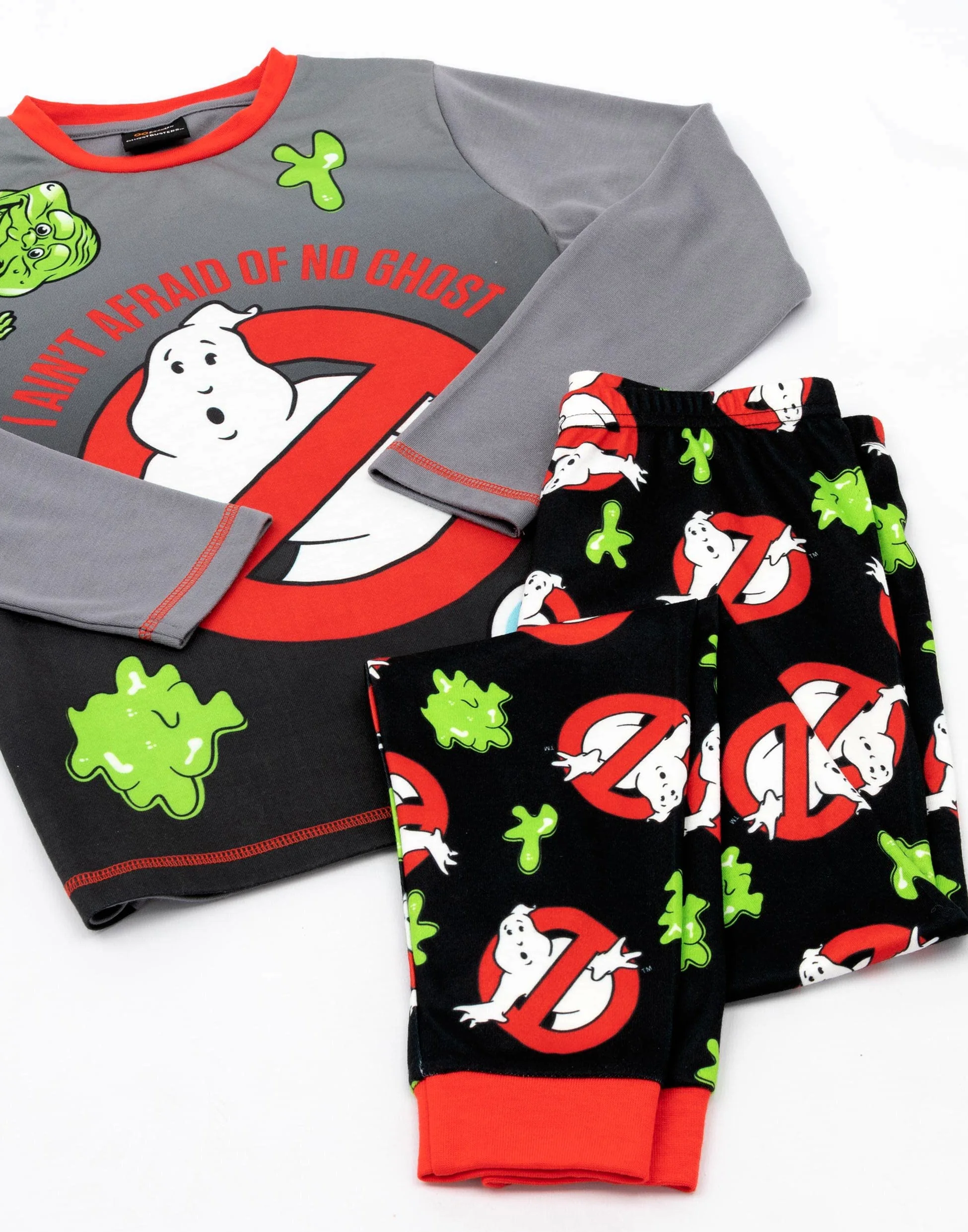 Ghostbusters Pijama para niños y niñas, diseño de fantasmas gris y negro