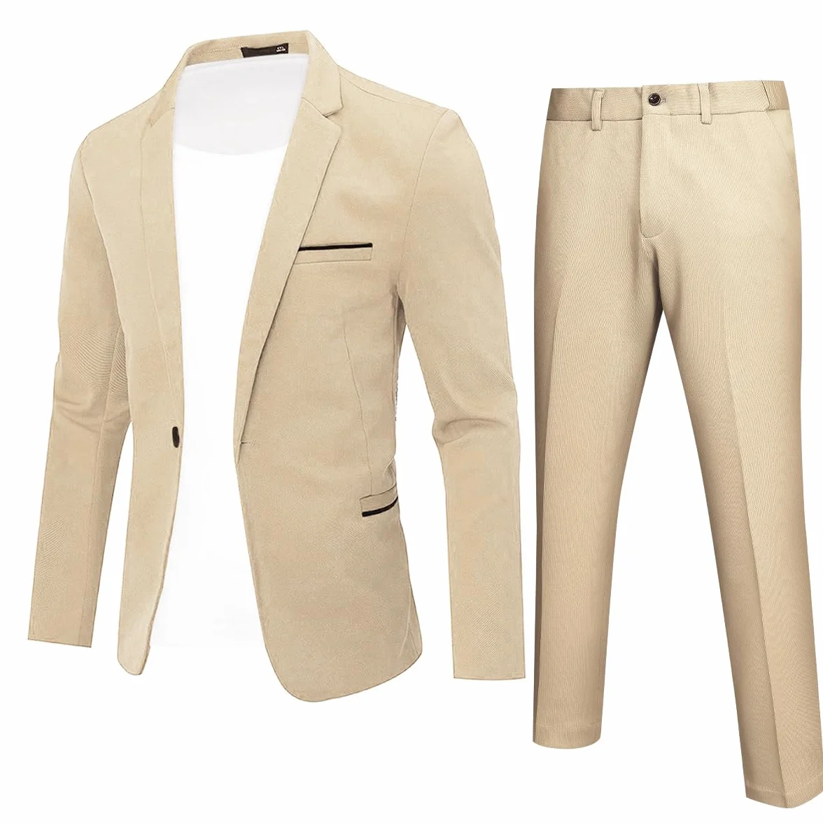 YFFUSHI Traje Hombre 2 Piezas Slim Fit 1 Botón Clásico para Ceremonia Boda Negocios Chaqueta y Pantalón