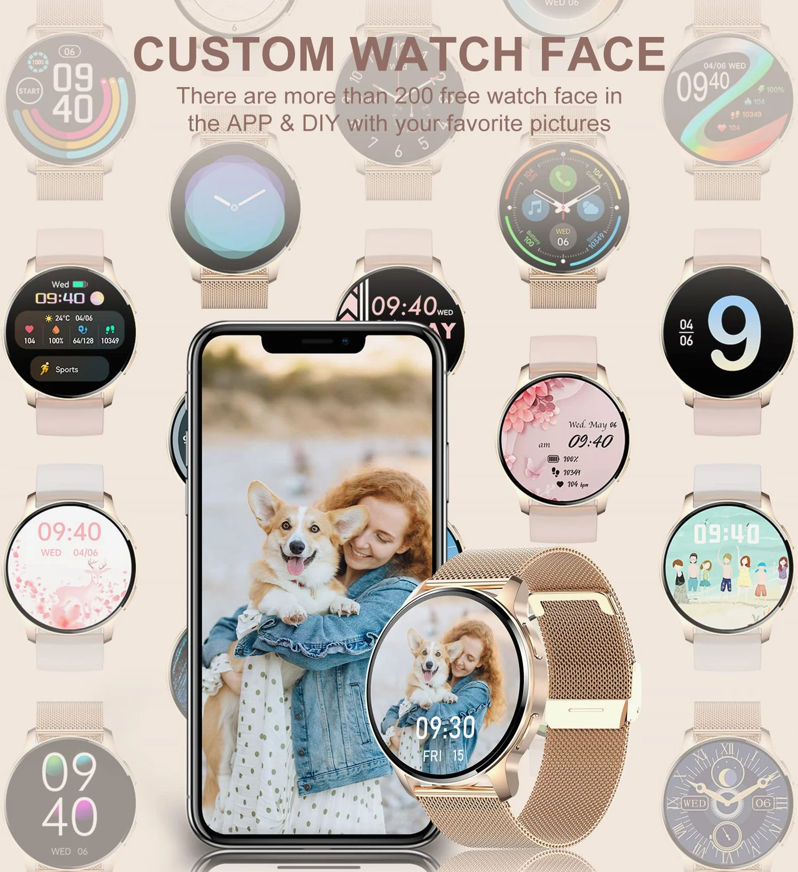 Iaret Reloj Inteligente para Mujer con Llamadas, 1,32'' Smartwatch, 3 Correas, Pulsera Actividad, Presión Arterial, Ritmo Cardíaco, Oxígeno Sanguíneo, Sueño para Android iPhone, Regalo