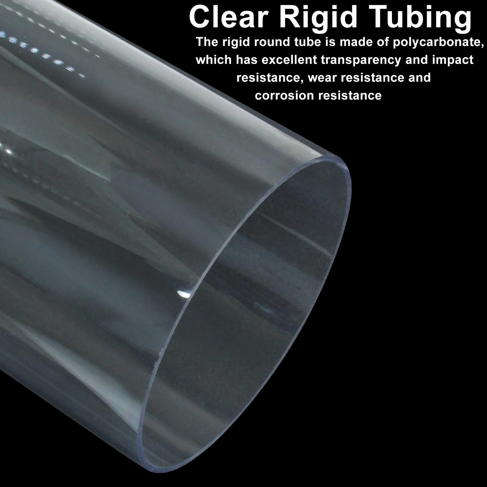 Tubo rígido redondo transparente de policarbonato 96x100x305 mm