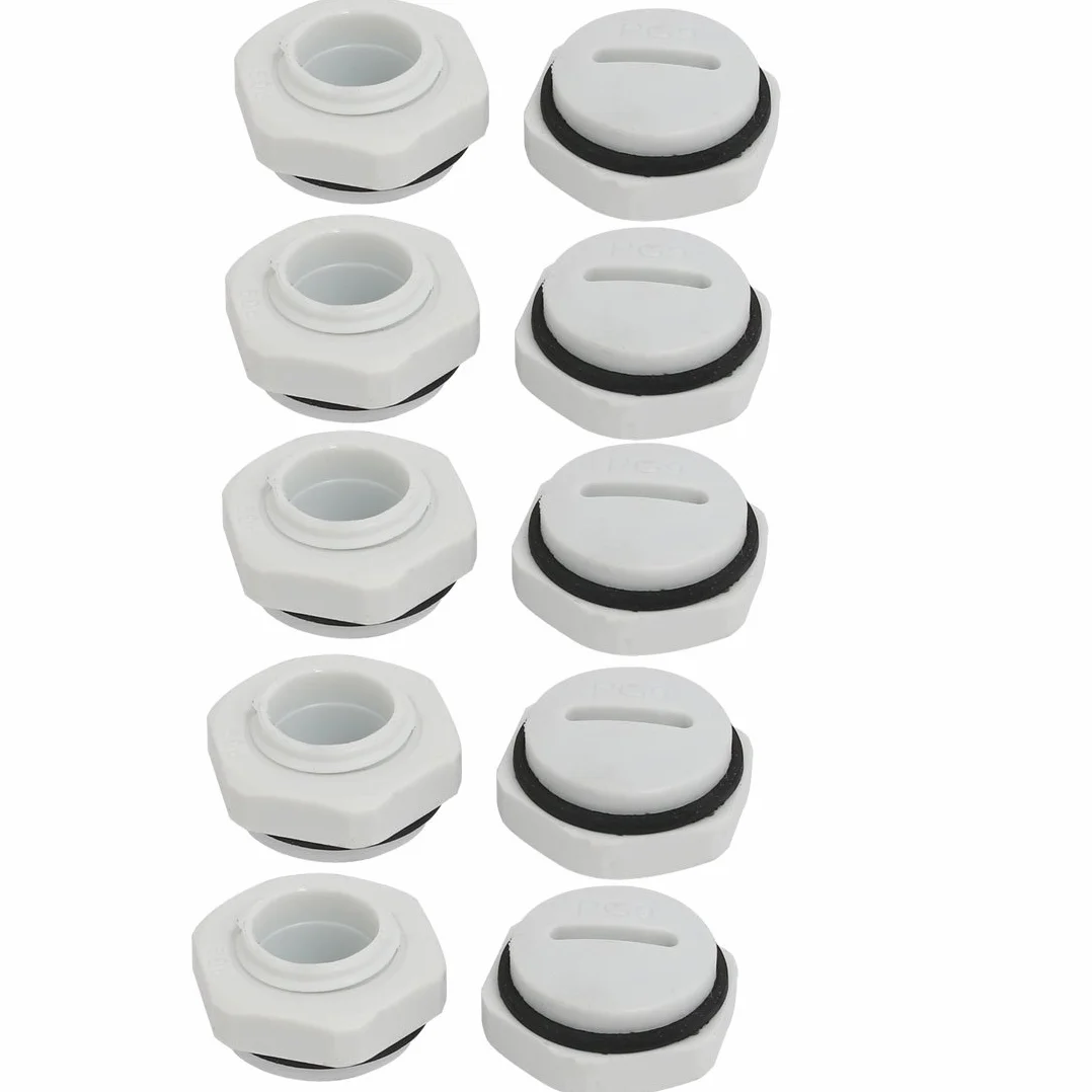 Sourcing Map Tapa de prensaestopas PG9 rosca macho nailon gris 10 piezas