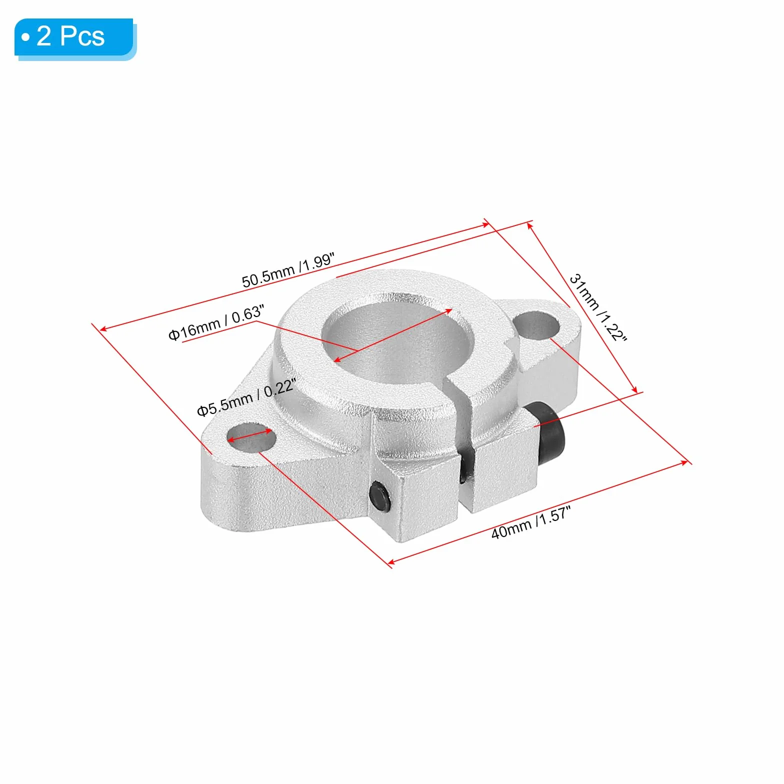 PATIKIL 2 Piezas Soporte de Guía de Riel Lineal Aluminio SHF16 para Eje 16 mm