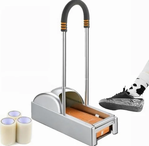 Máquina portátil para cubrir zapatos con reposabrazos, dispensador de película de zapatos para laboratorio de fábrica en el hogar
