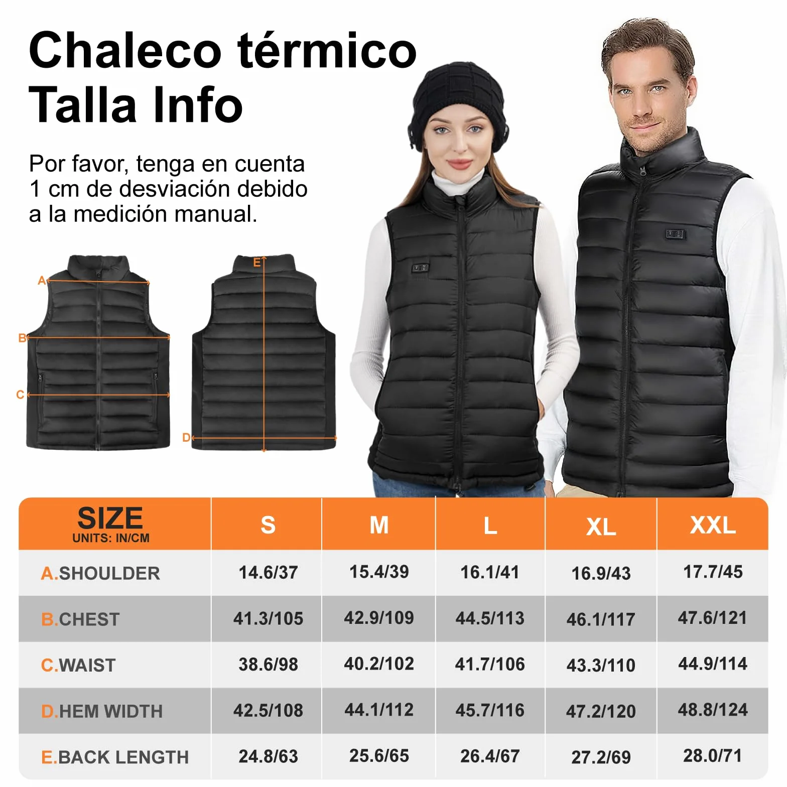 seenlast Chaleco Calefactable Mujer con Batería 10000mAh, 4 Zonas Calefactables 3 Niveles Temperatura Ajustables, Lavable, Chaleco Térmico Eléctrico Ligero de Invierno para Exteriores