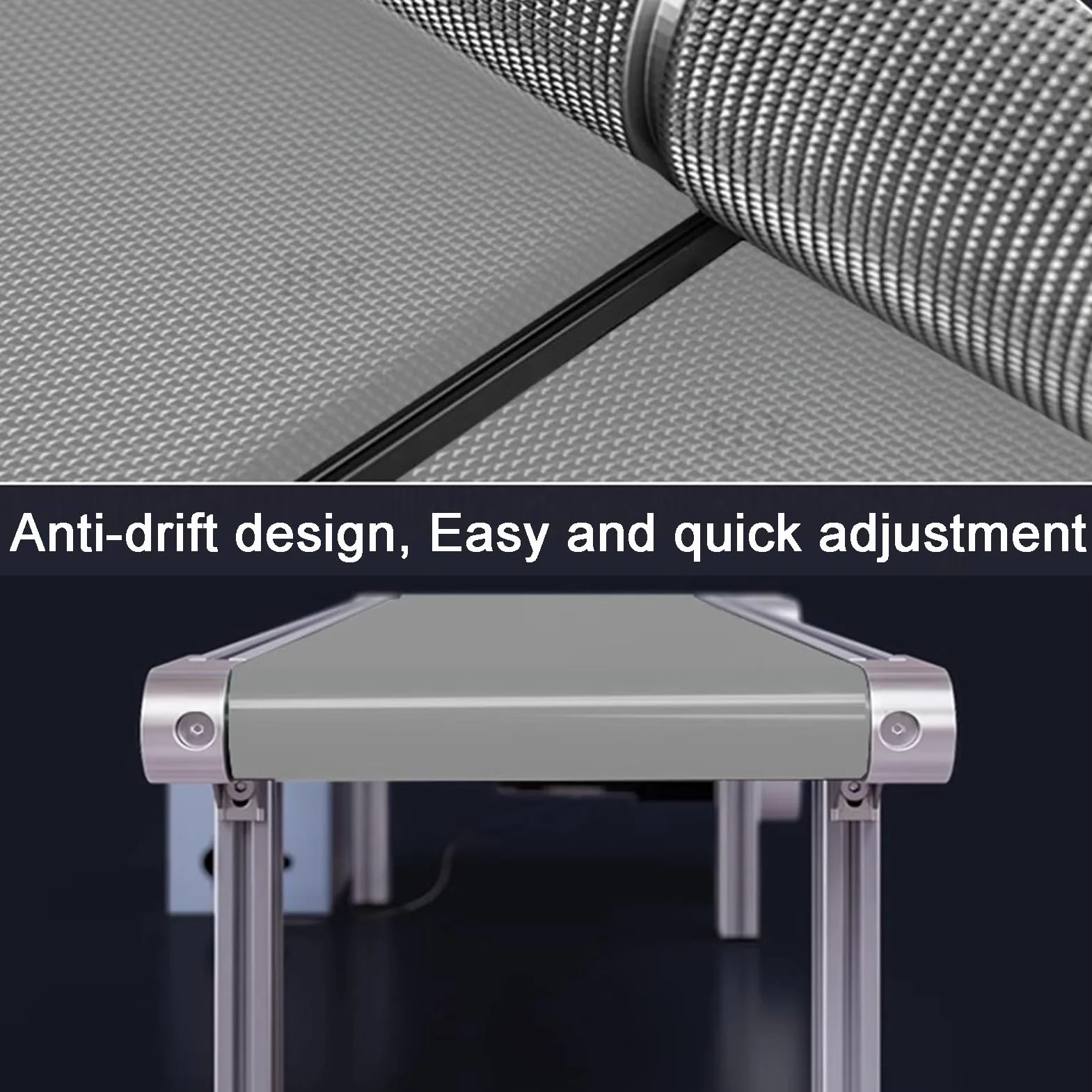 Máquina transportadora de banda plana de aleación de aluminio velocidad ajustable 18 x 50 cm