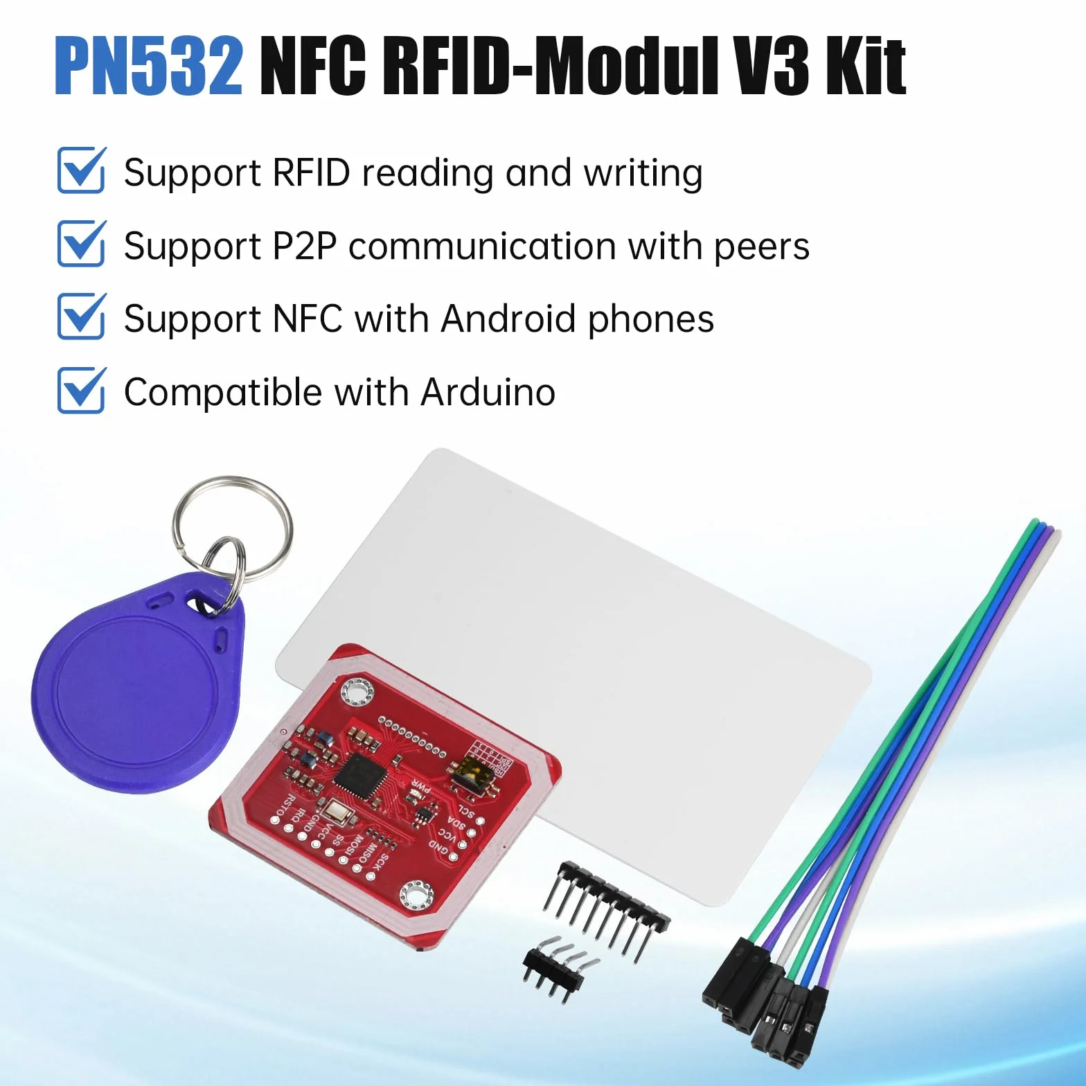 Aideepen PN532 NFC NXP RFID Módulo V3 Kit Lector I2C SPI HSU