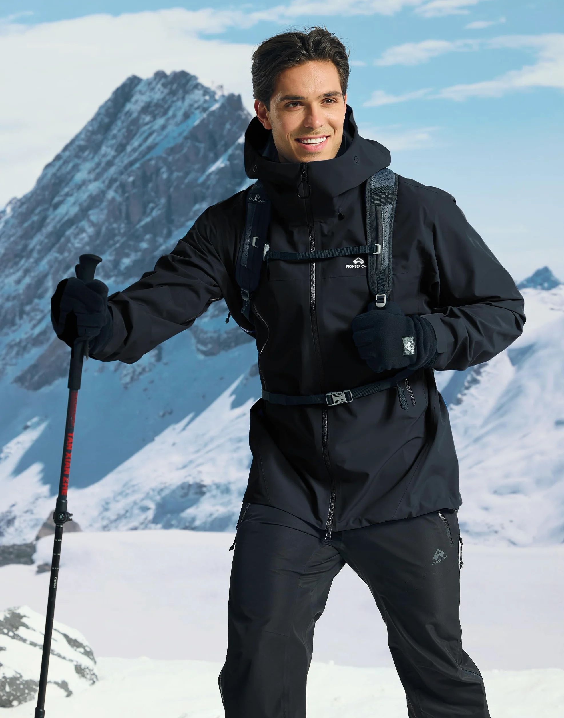 Pioneer Camp Chubasquero para hombre, 3 L, impermeable, transpirable, chaqueta para exteriores, para senderismo, trekking, escalada, esquí