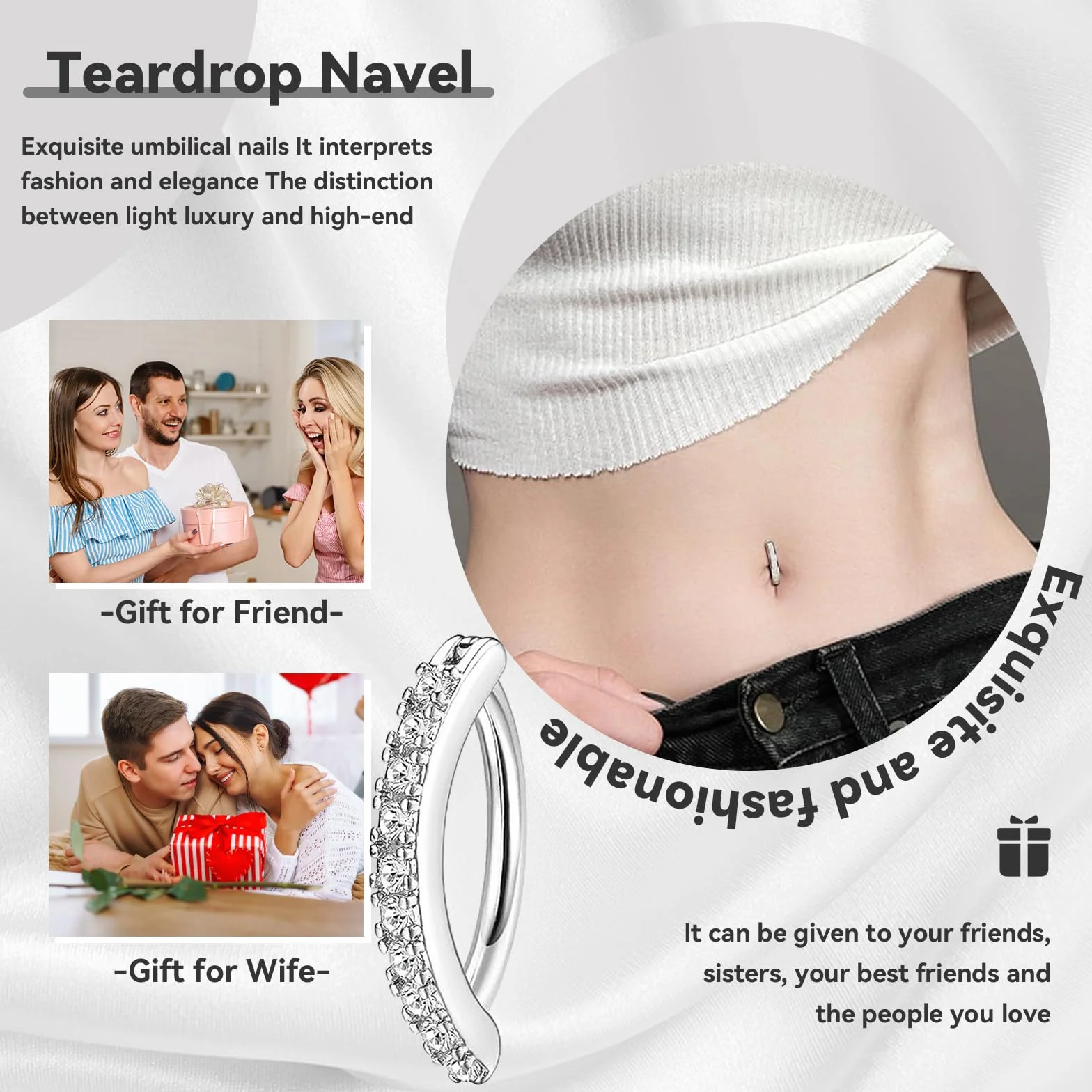 14G Piercing Ombligo Aro, Clicker Piercing para el Ombligo de Titanio Hipoalergénicos Pirsin Anillos con Circonita Cúbica, Joyería Cuerpo para Mujeres y Niñas