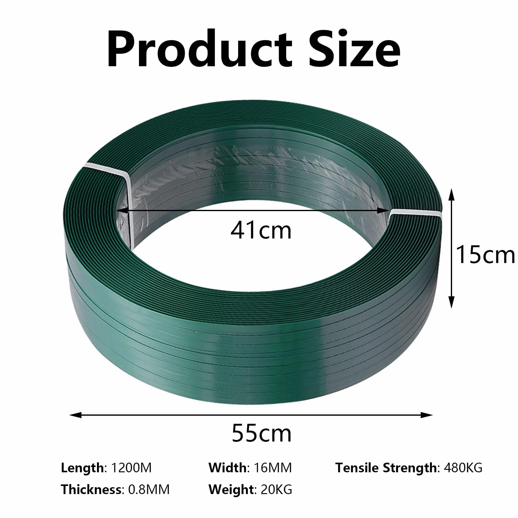 Fleje de Embalaje PET 16mm x 0,8mm 1200 Metros Rollo Resistente con 100 Hebillas para Palets