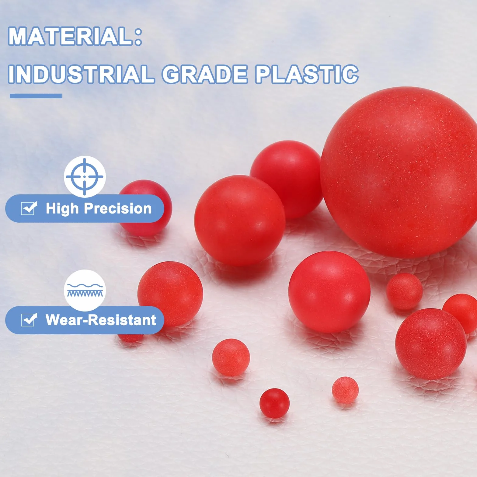 QUARKZMAN 100 Piezas Bolas Rodamiento Plástico PP 8mm Precisión G2 Superficie Escarchada Rojo