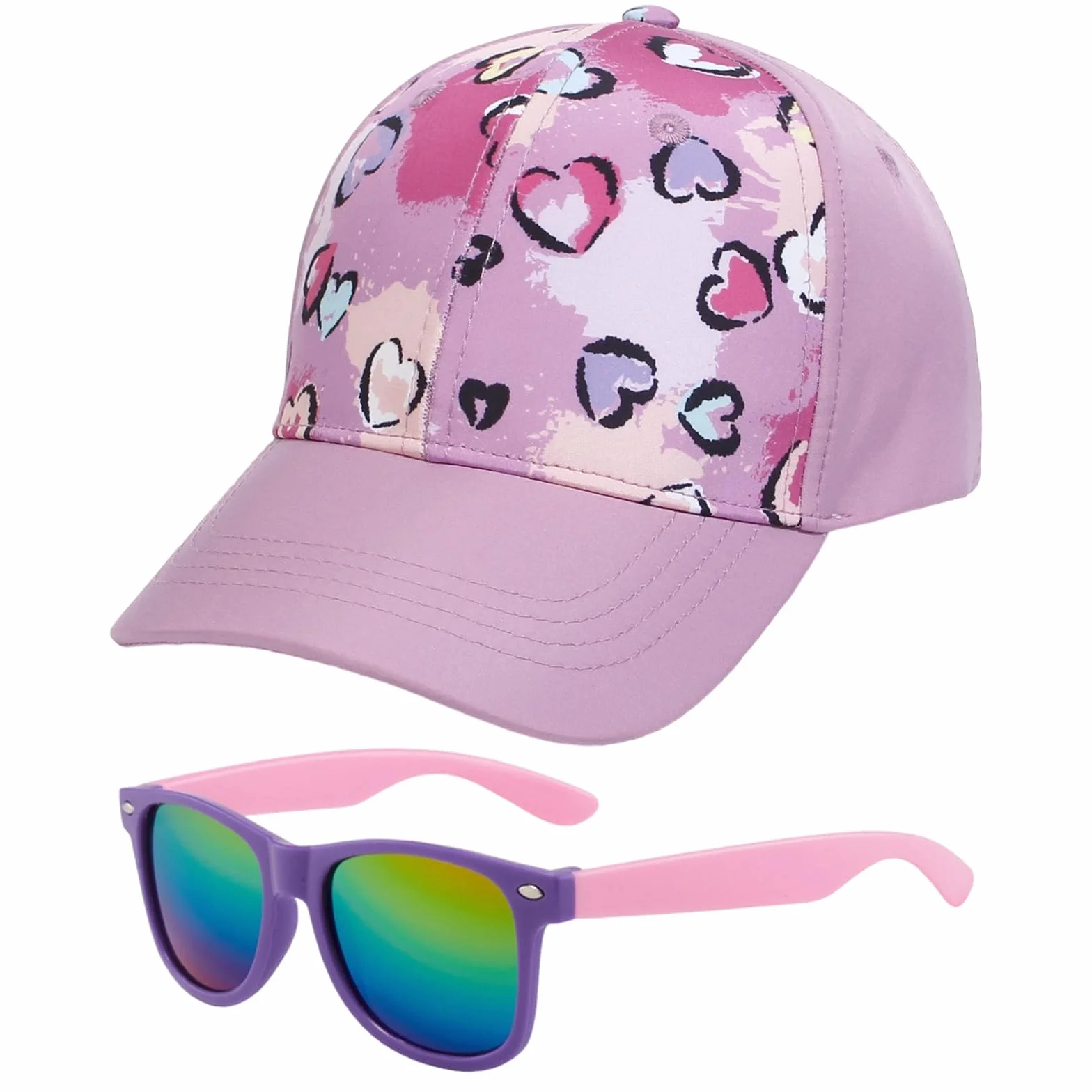 JSTHHTT Gorra de Béisbol para Niñas con Gafas de Sol Gorra Béisbol Ajustable para Niñas Viajes Escolares Gorras