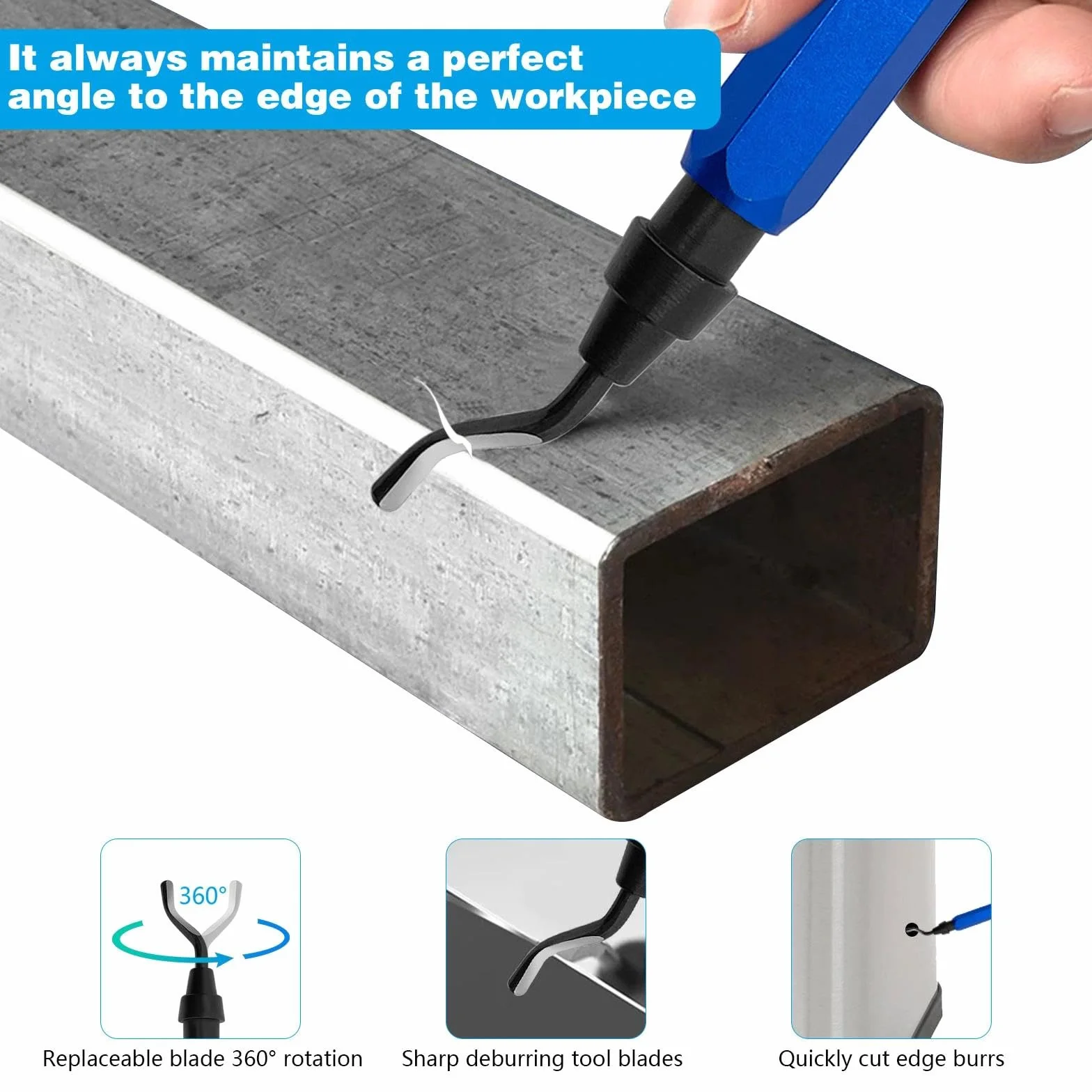 Desbarbador Metal 11 Pcs Herramienta Desbarbadora con Cuchillas de Rotación 360° Giratorio para Acero, Plástico, Aluminio, Cobre, Impresora 3D