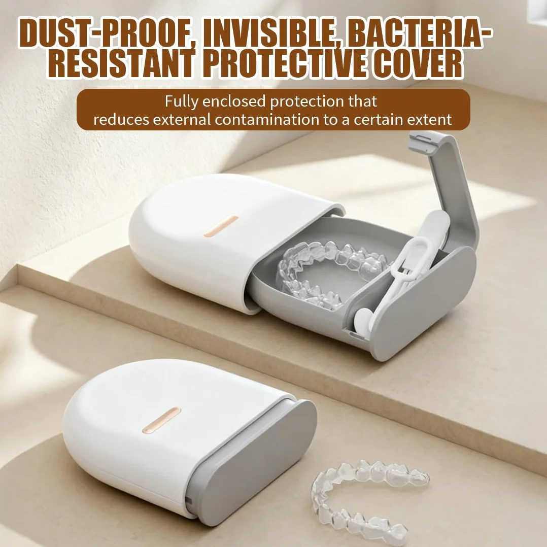 Caja Ferula Dental para Dentaduras Postizas, Almacenamiento Ortodoncia Retenedor